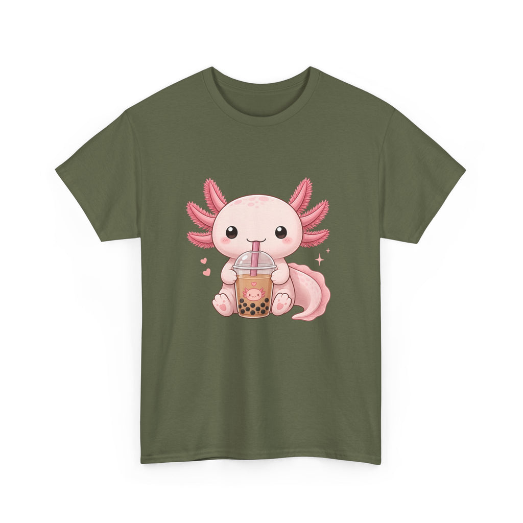 Axolotl Drinking Bubble Tea T-Shirt — Cute Kawaii Boba Tee - Adult