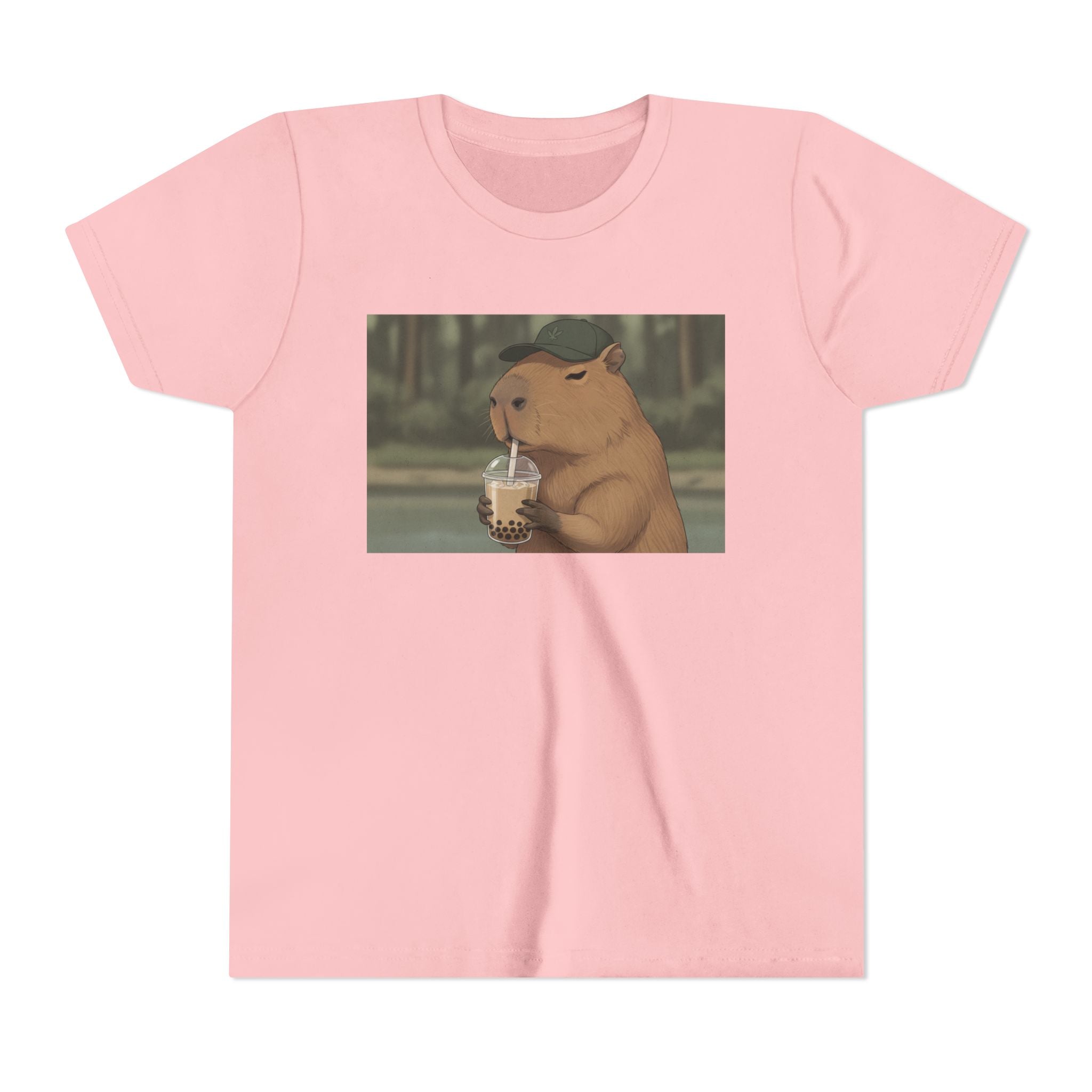 Capybara Drinking Boba Tea Youth Tee — Cute Kawaii Bubble Shirt for Kids - Kids