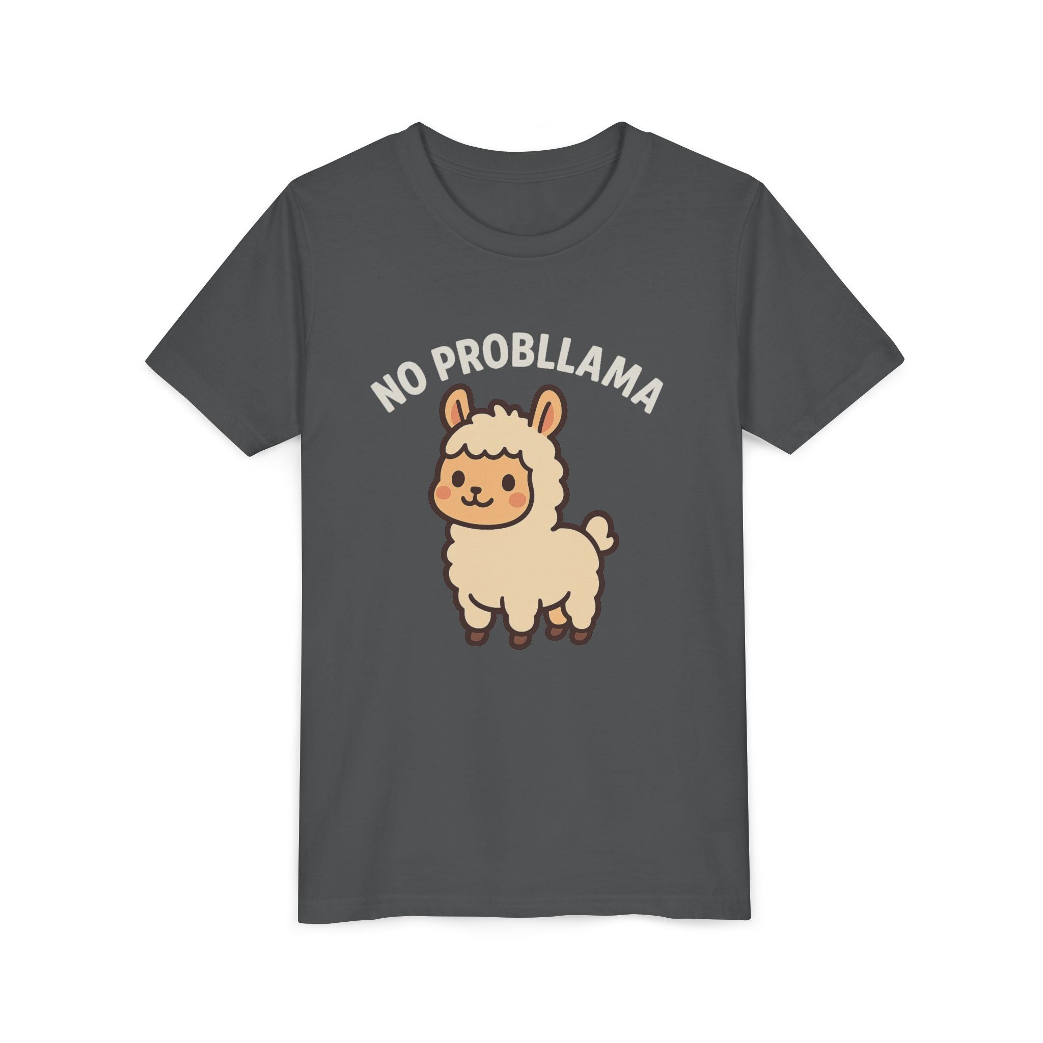 No Probllama Youth Tee – Cute Llama Kids Short Sleeve Shirt