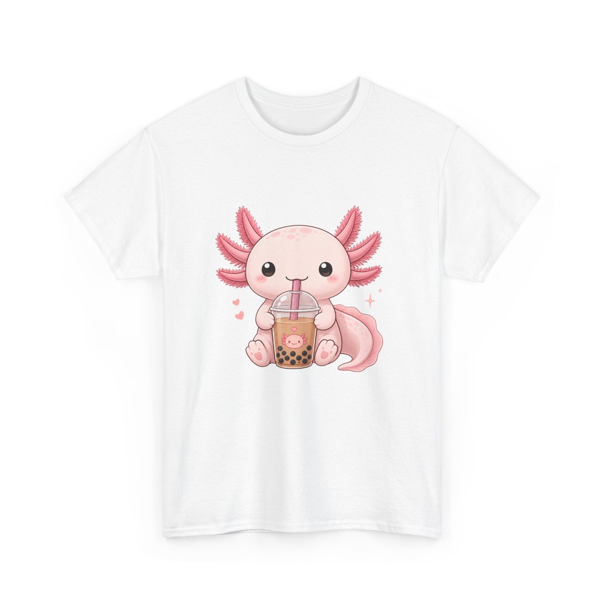 Axolotl Drinking Bubble Tea T-Shirt — Cute Kawaii Boba Tee - Adult