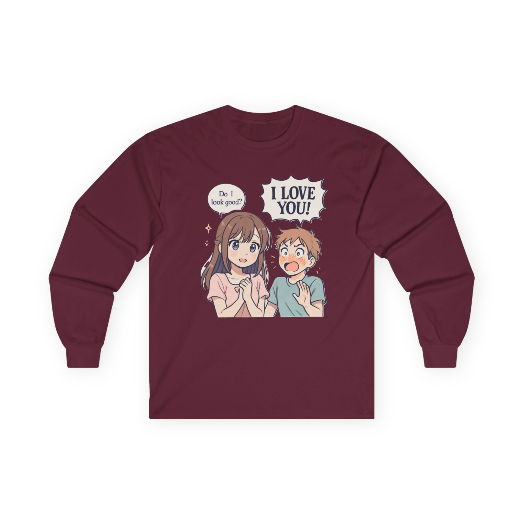 Anime Couple "I Love You" Long Sleeve Tee - Adult