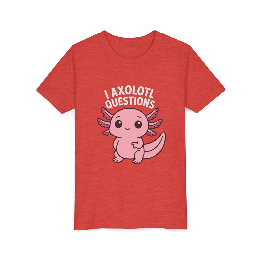 Youth Tee — Cute Pink Axolotl “Axolotl Questions” Kids Shirt