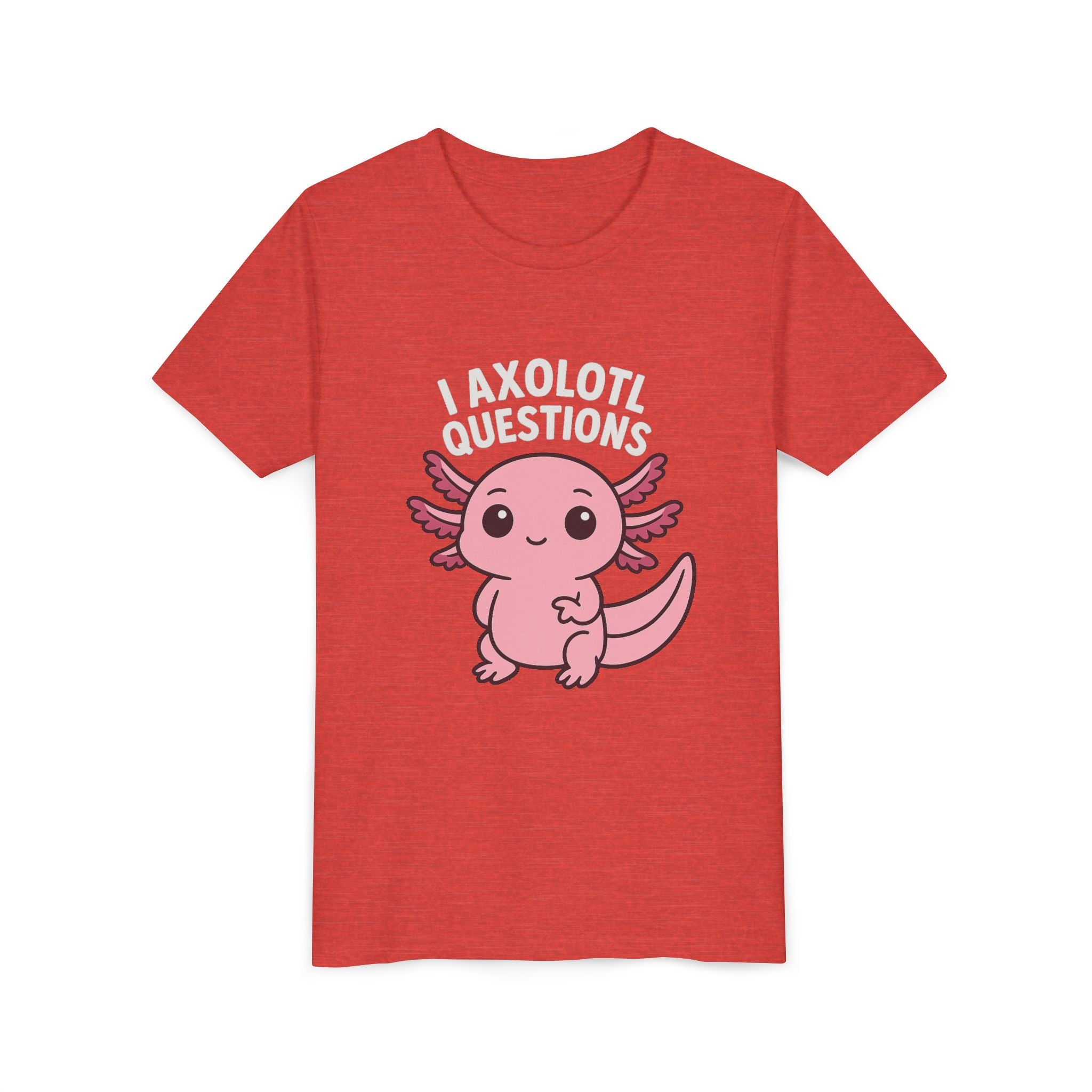 Youth Tee — Cute Pink Axolotl “Axolotl Questions” Kids Shirt