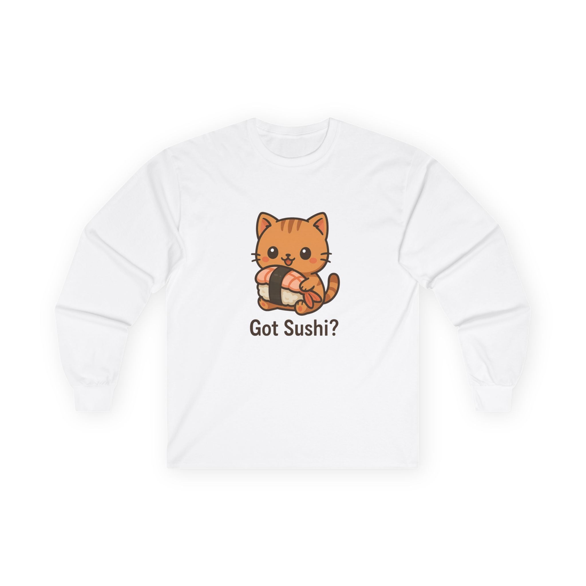 Got Sushi? Cat Long Sleeve Tee — Cute Kawaii Sushi Kitty Shirt - Adult