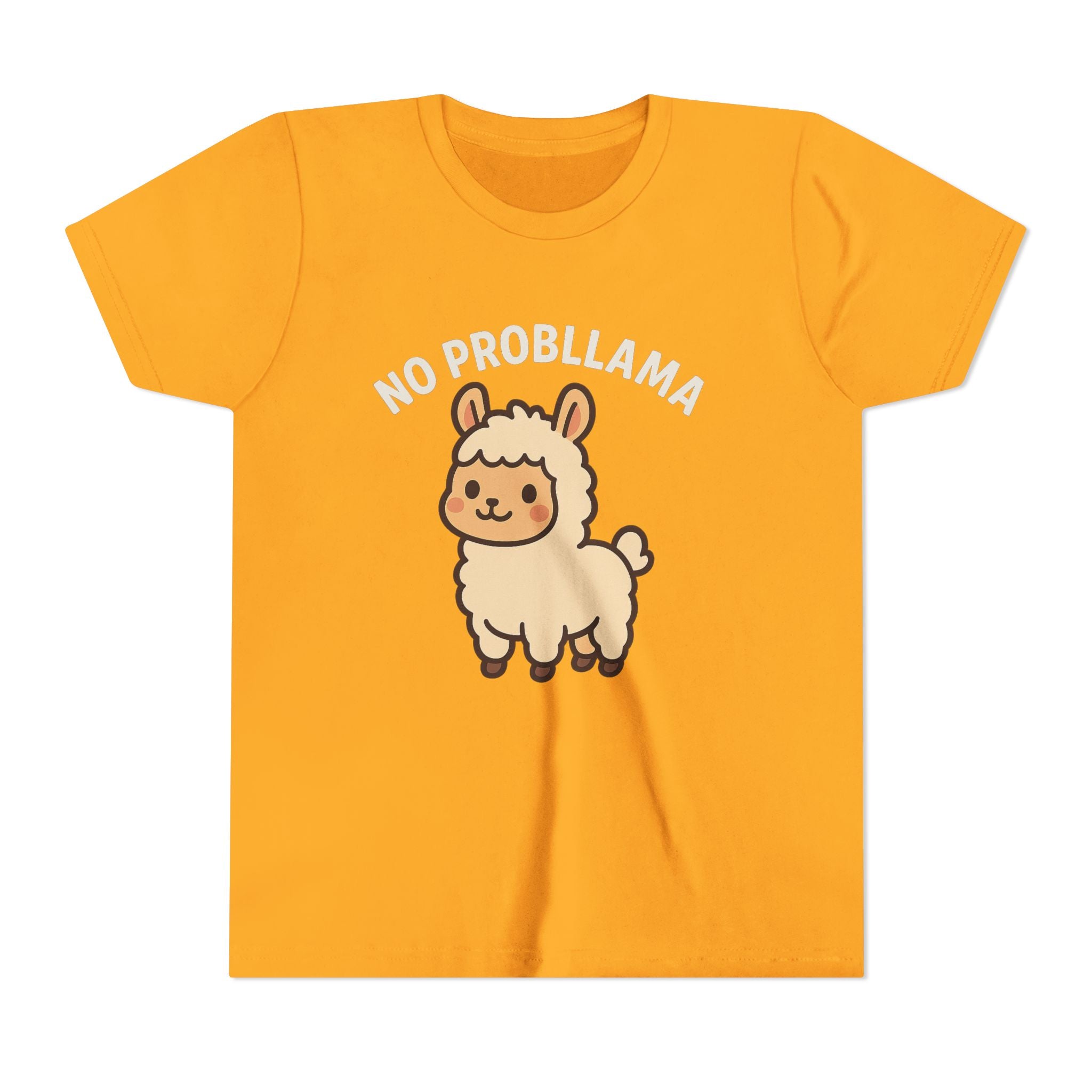 No Probllama Youth Tee – Cute Llama Kids Short Sleeve Shirt