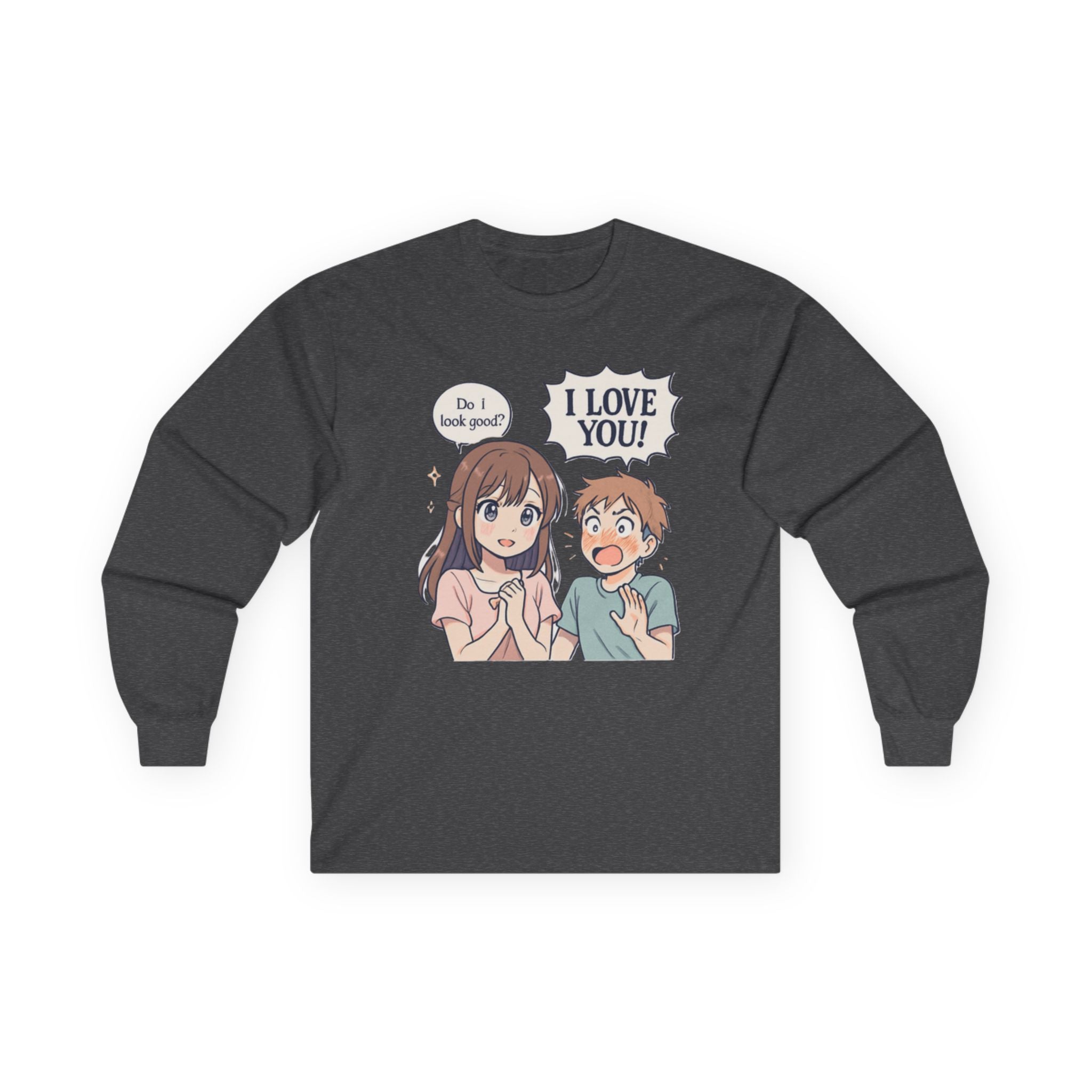 Anime Couple "I Love You" Long Sleeve Tee - Adult