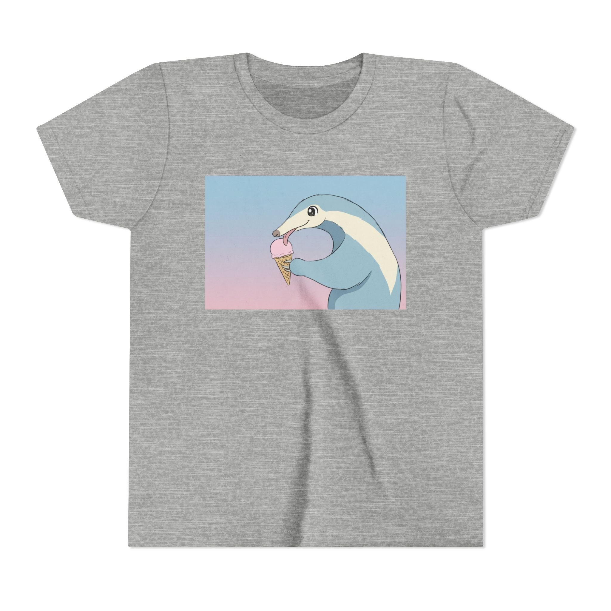 Anteater Eating Ice Cream Kids Tee — Cute Pastel Animal Graphic Youth T-Shirt - Kids