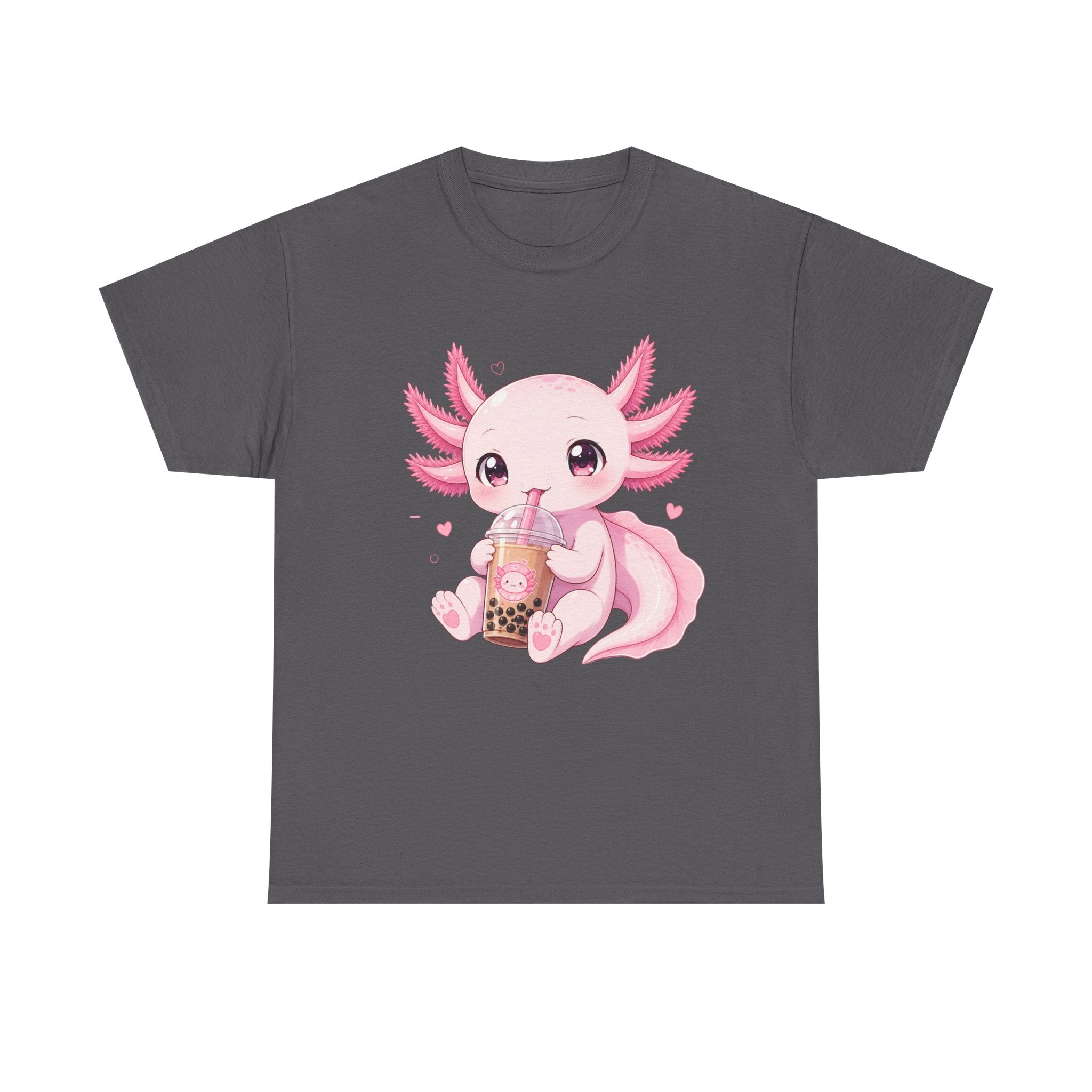 Axolotl Bubble Tea Tee — Cute Pink Axolotl Drinking Boba T-Shirt - Adult