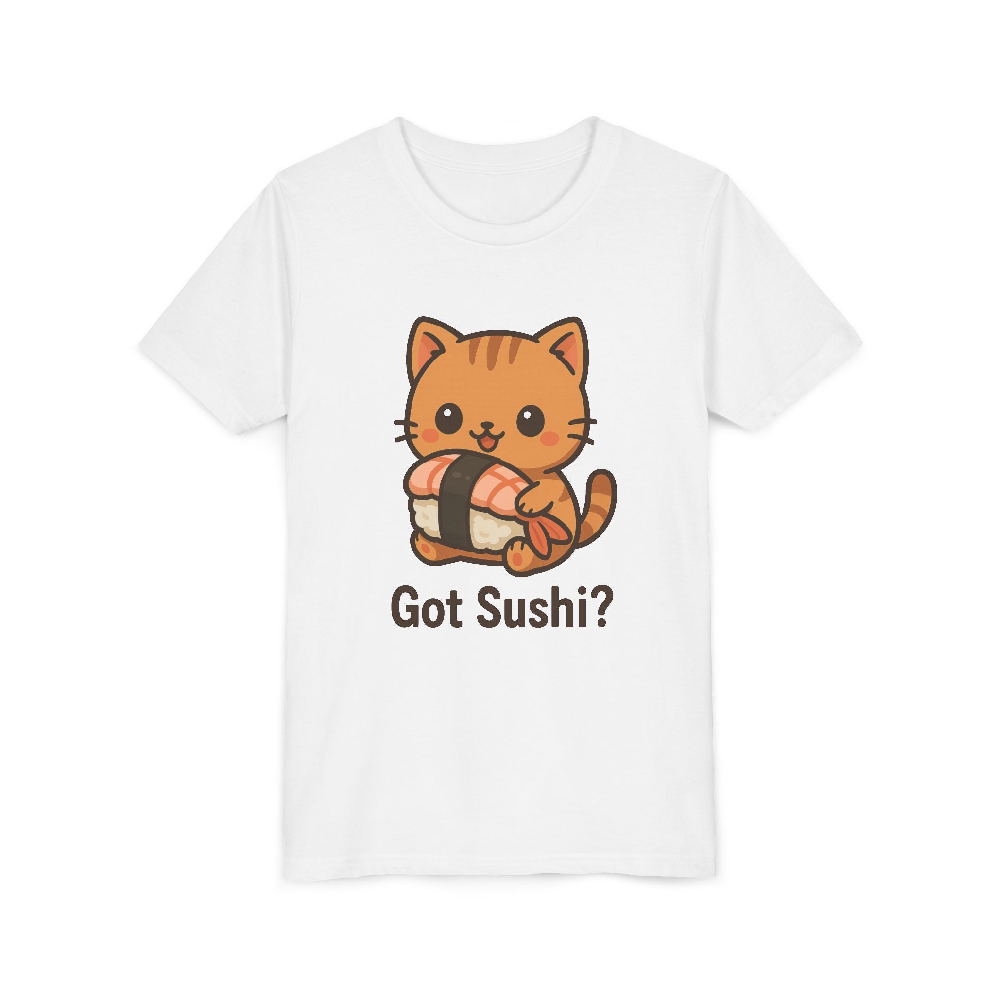 Kids 'Got Sushi?' Cute Cat Sushi Graphic Tee — Youth Short Sleeve Shirt