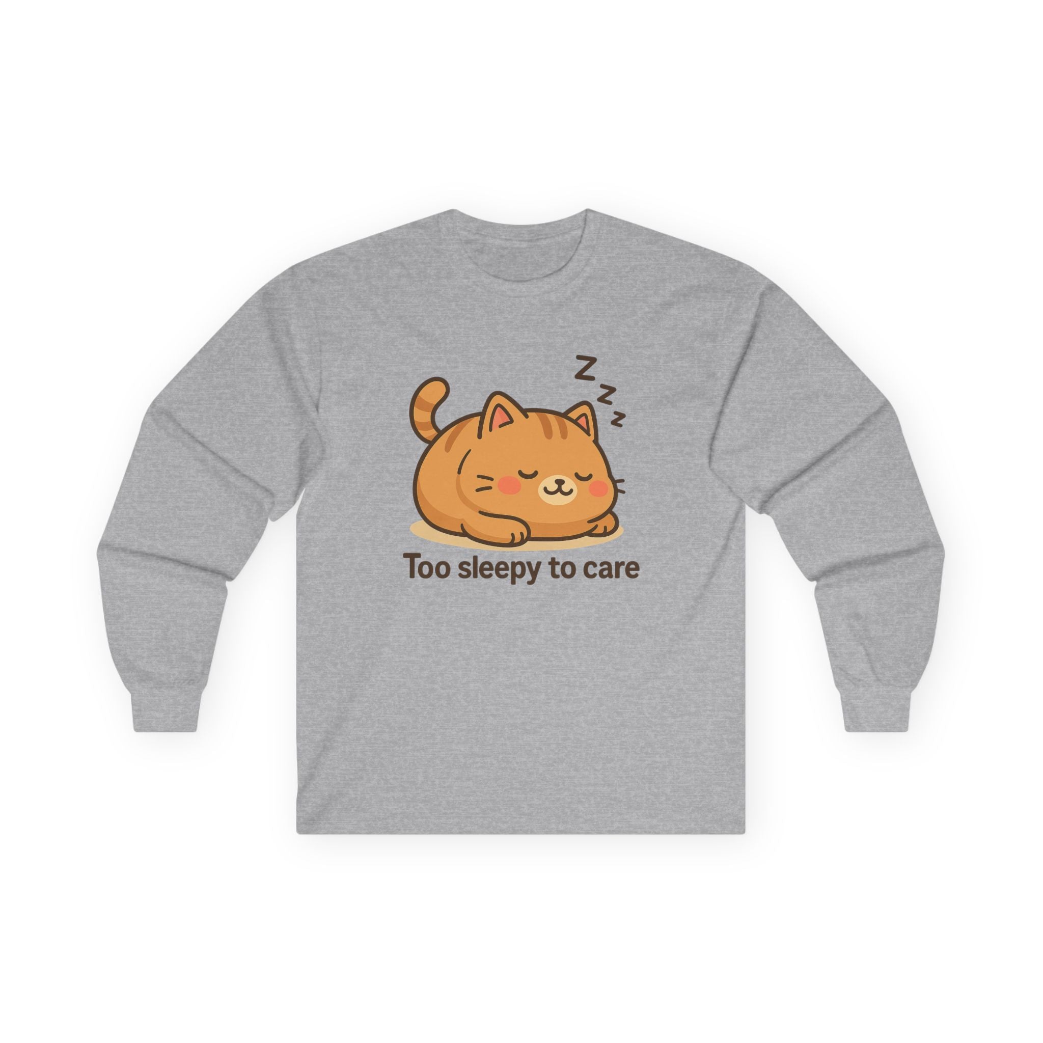 Too Sleepy to Care Cat Long Sleeve Tee - Adult