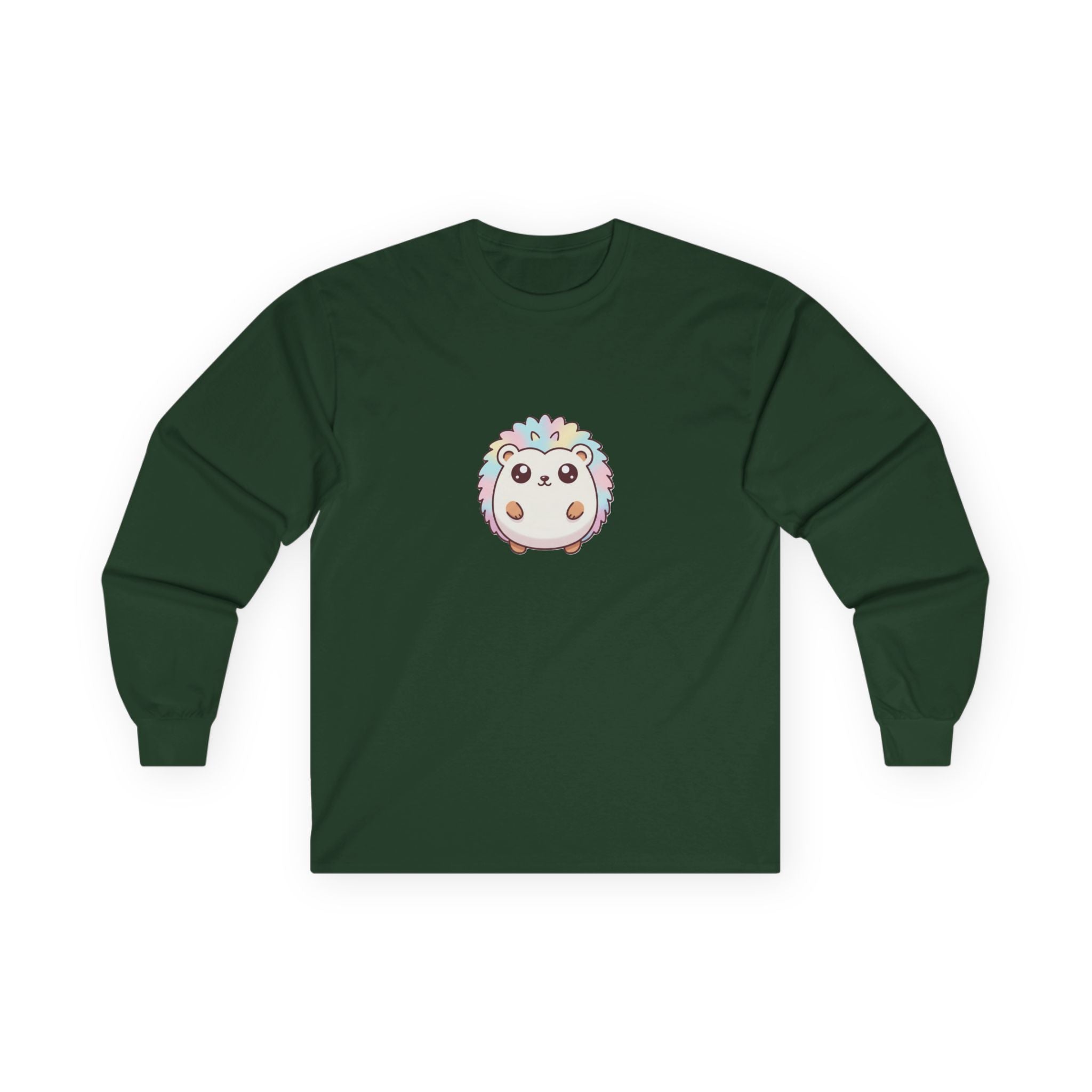 Cute Pastel Hedgehog Long Sleeve Tee — Kawaii Animal Shirt - Adult