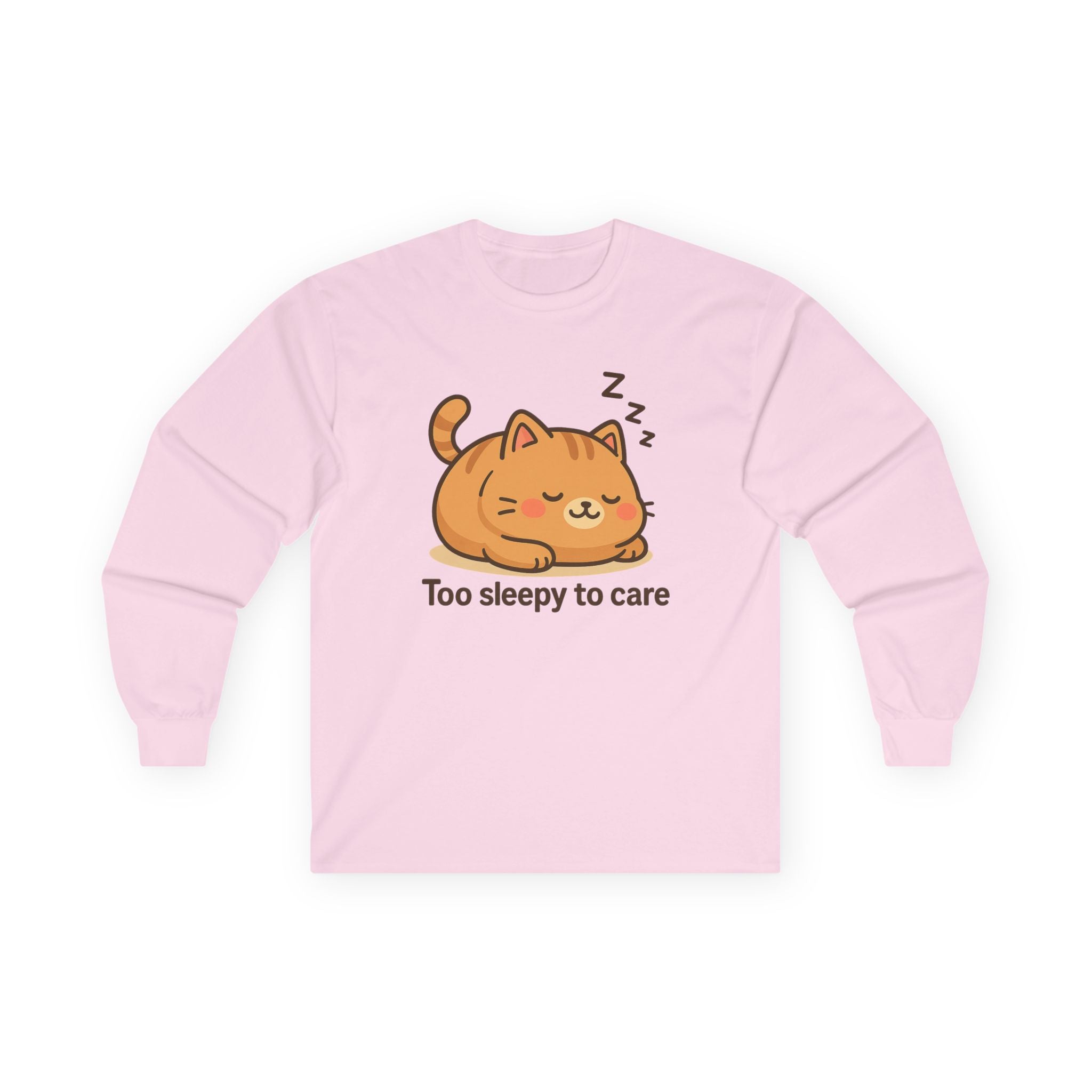 Too Sleepy to Care Cat Long Sleeve Tee - Adult