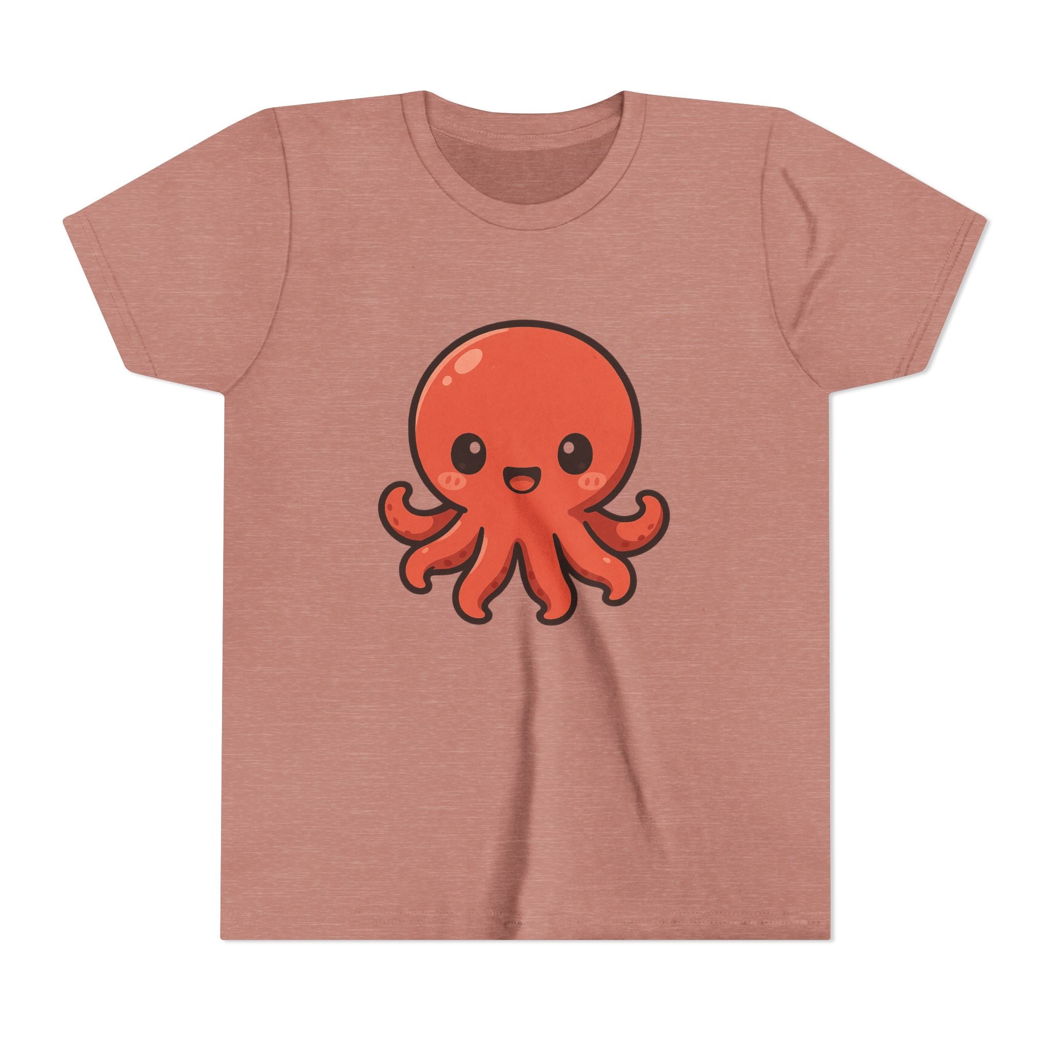 Cute Red Octopus Youth Tee — Kawaii Sea Animal Kids T-Shirt