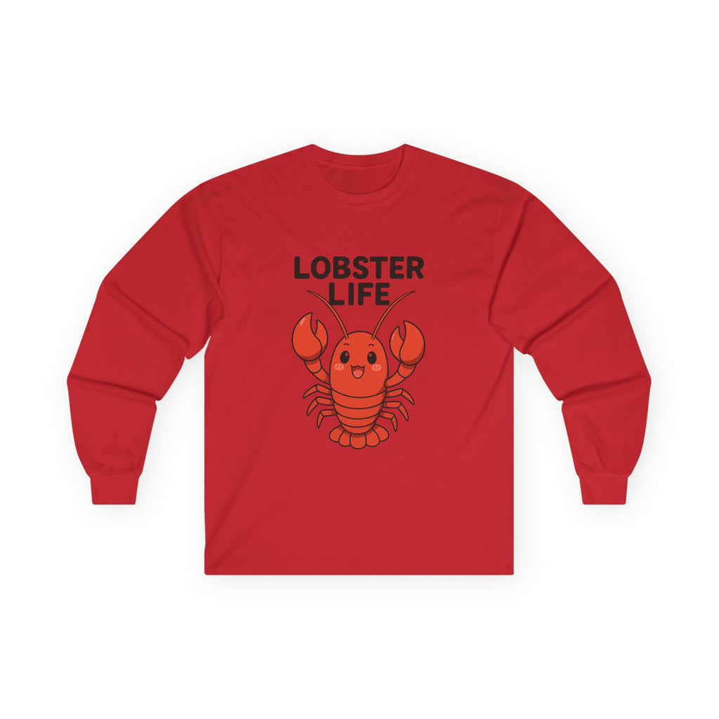 Lobster Life Long Sleeve Tee — Cute Red Lobster Graphic Shirt - Adult