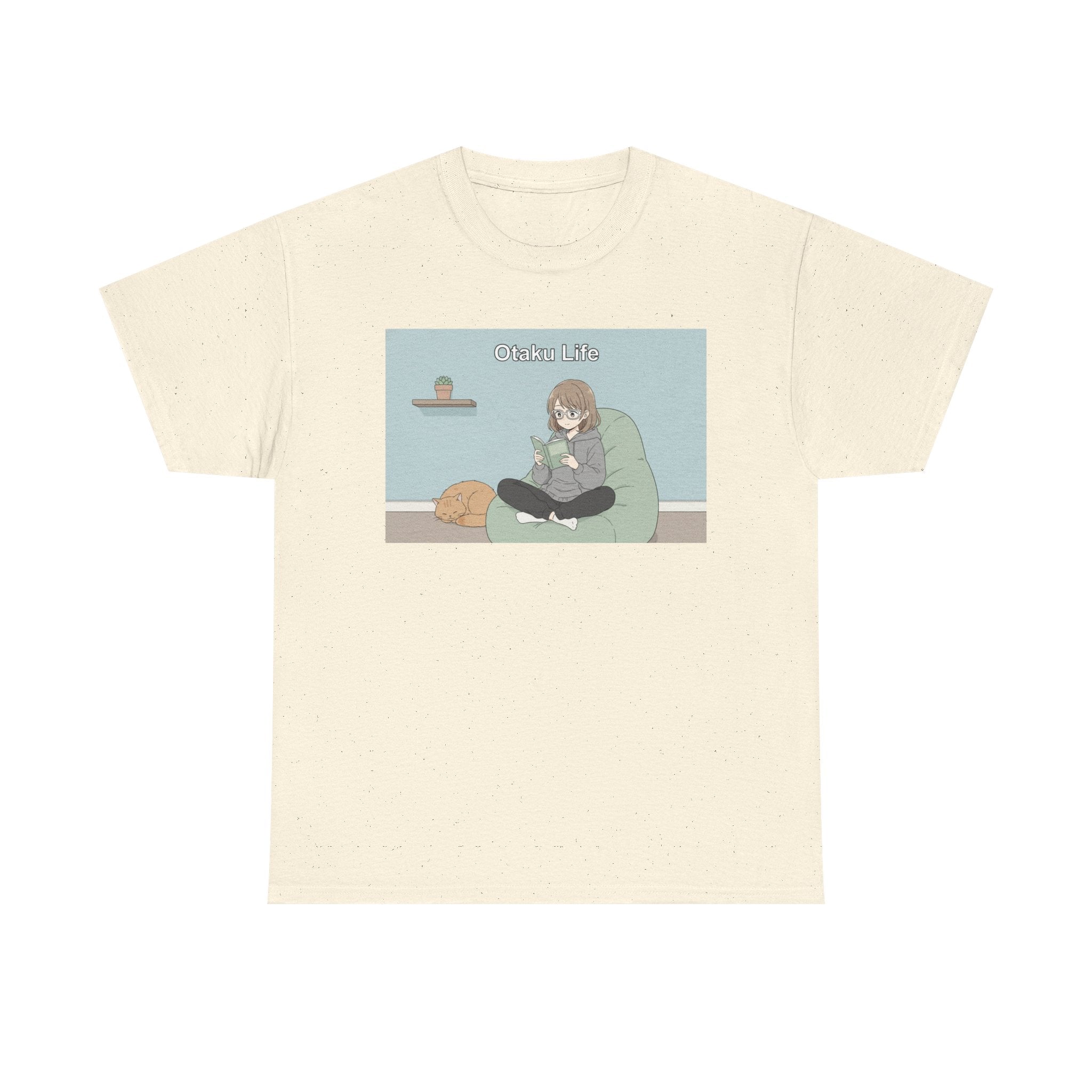 Cozy Cat Girl Otaku Long Sleeve Tee - 'Chill Vibes' Anime Girl Relaxing Graphic T-Shirt