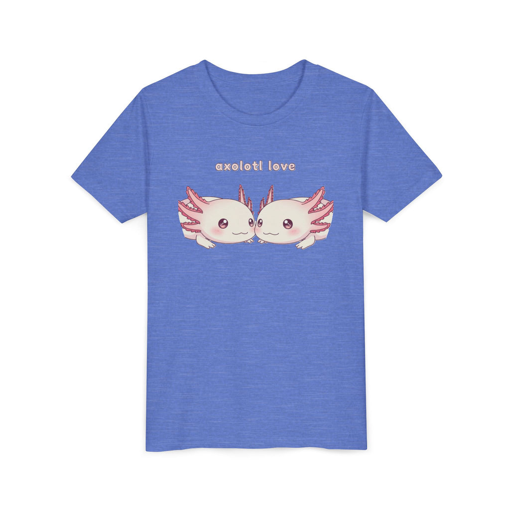 Youth Tee — 'Axolotl Love' Cute Kissing Axolotl Salamander Kids Shirt - Kids