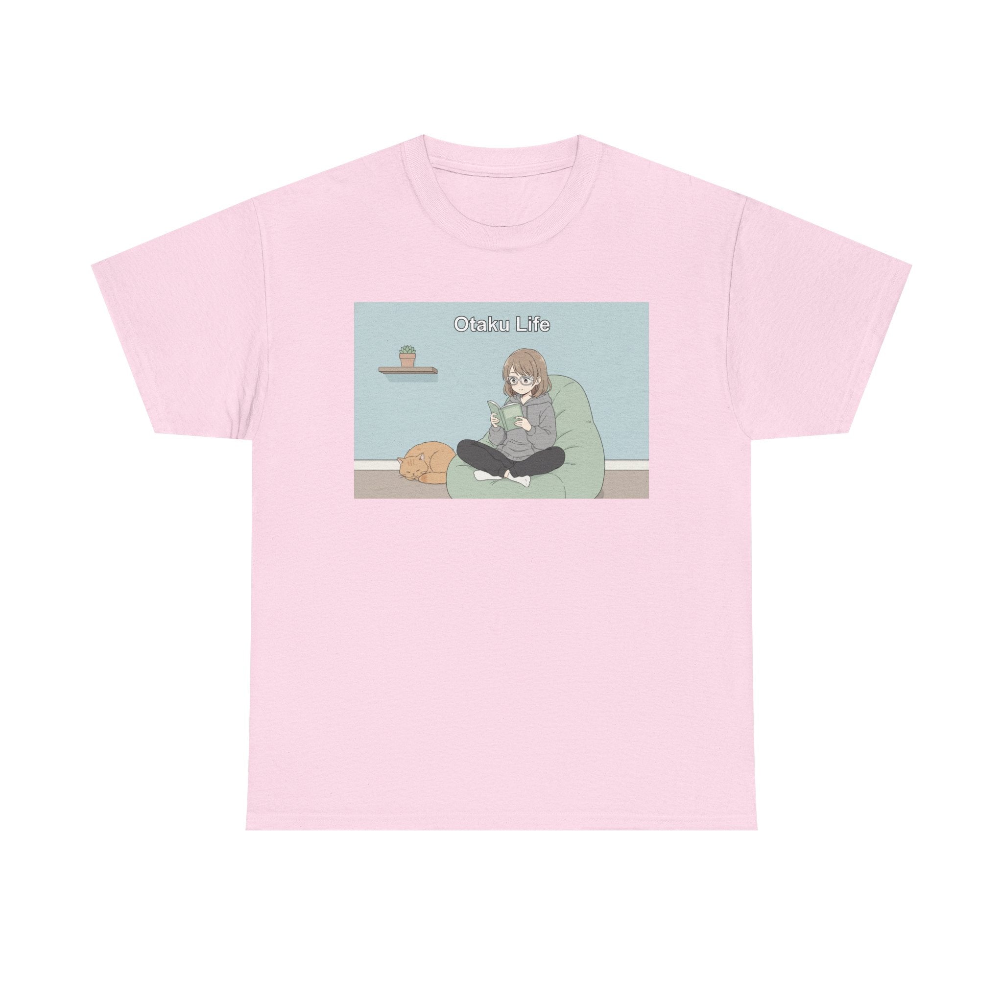Cozy Cat Girl Otaku Long Sleeve Tee - 'Chill Vibes' Anime Girl Relaxing Graphic T-Shirt