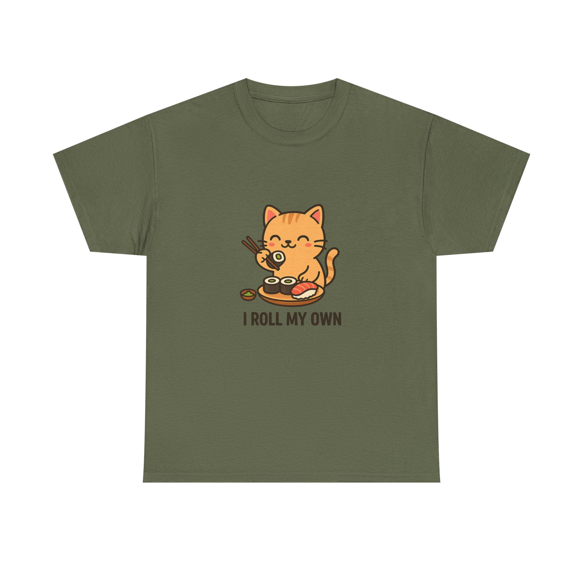 Cat Sushi T-Shirt — Cute 'I Roll My Own' Kawaii Sushi Cat Tee - Adult