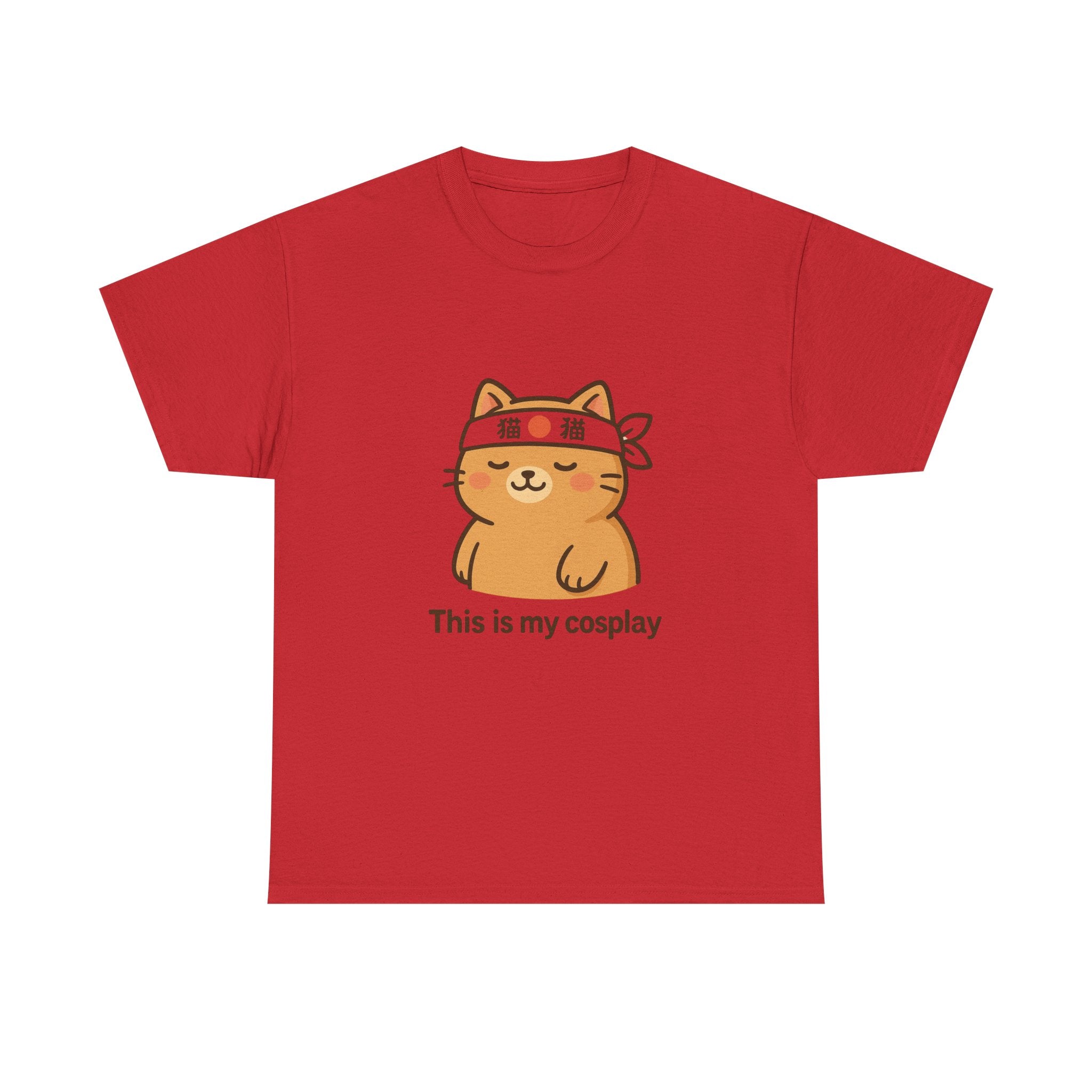 Cat Cosplay T‑Shirt — Cute Kawaii Cat Wearing Hachimaki "This is my cosplay" - Adult