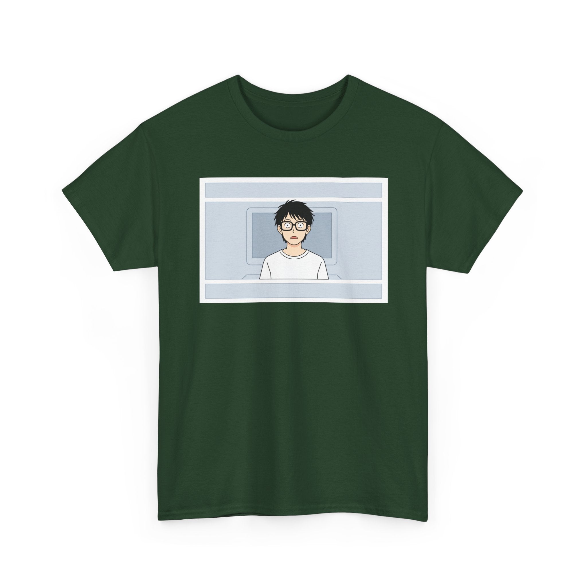 Clueless Otaku Minimalist Anime Guy Graphic Tee — Soft White Casual Shirt - Adult