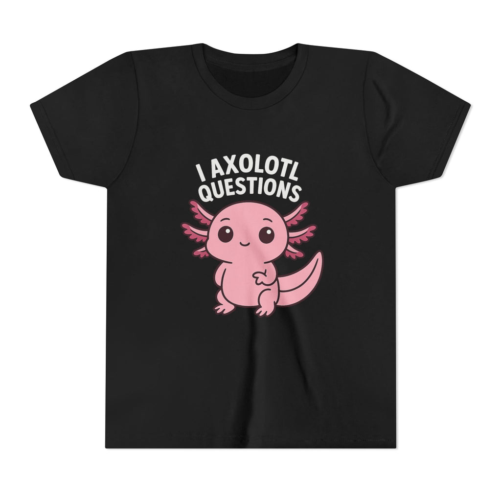 Youth Tee — Cute Pink Axolotl “Axolotl Questions” Kids Shirt