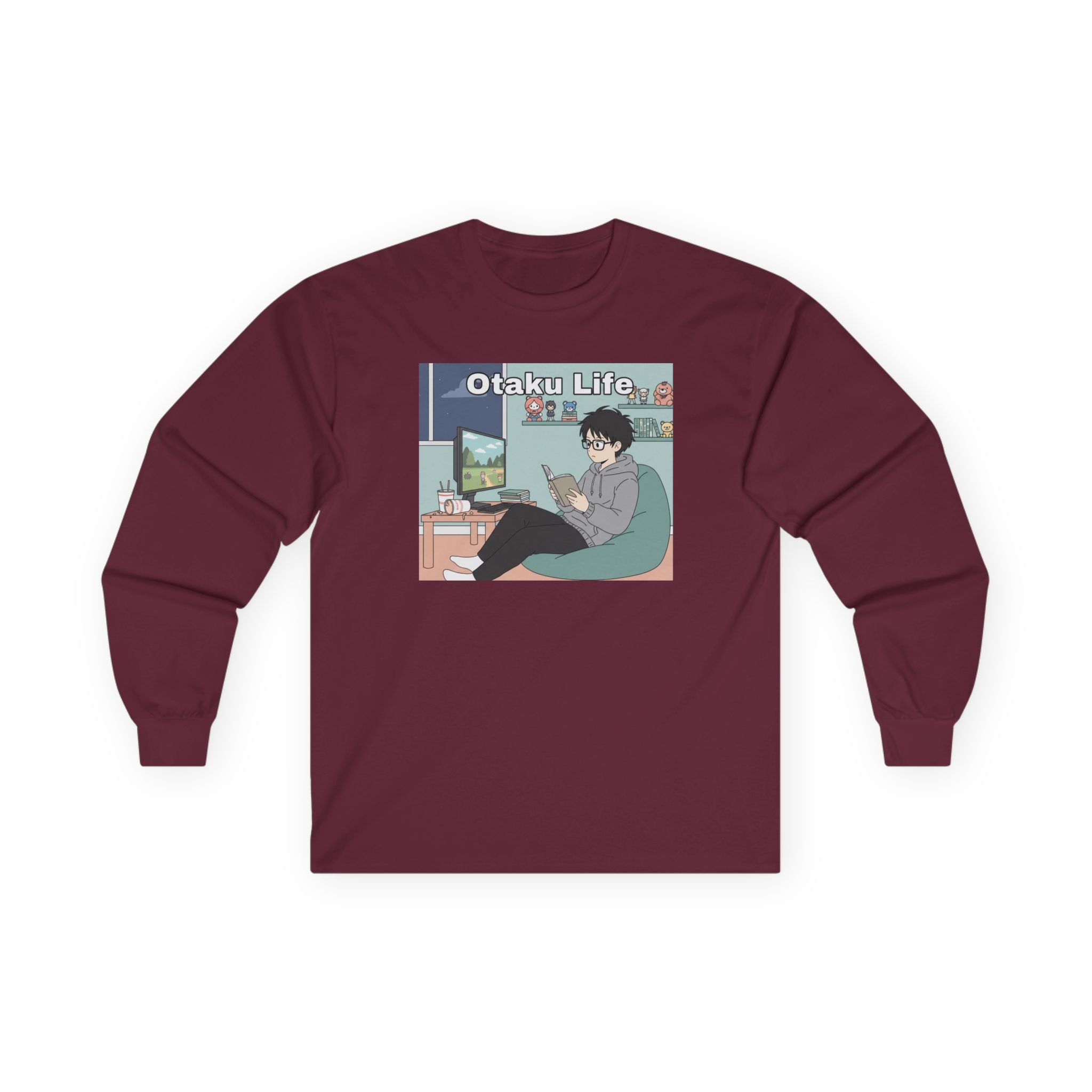 Otaku Life Long Sleeve Tee — Anime Lover Graphic Shirt - Adult