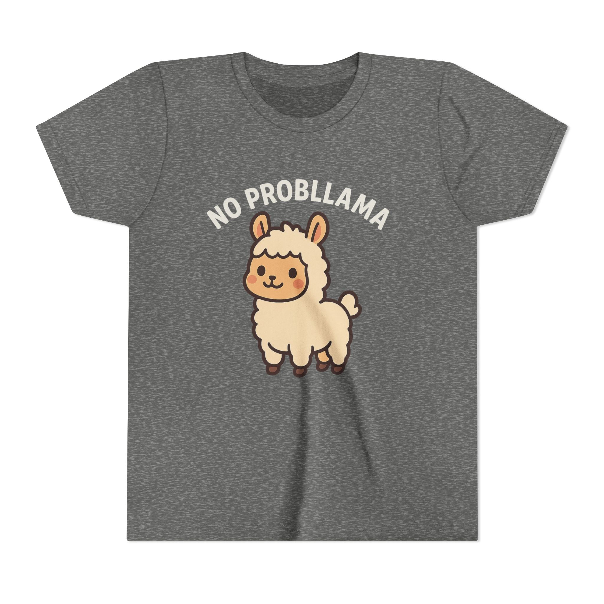 No Probllama Youth Tee – Cute Llama Kids Short Sleeve Shirt
