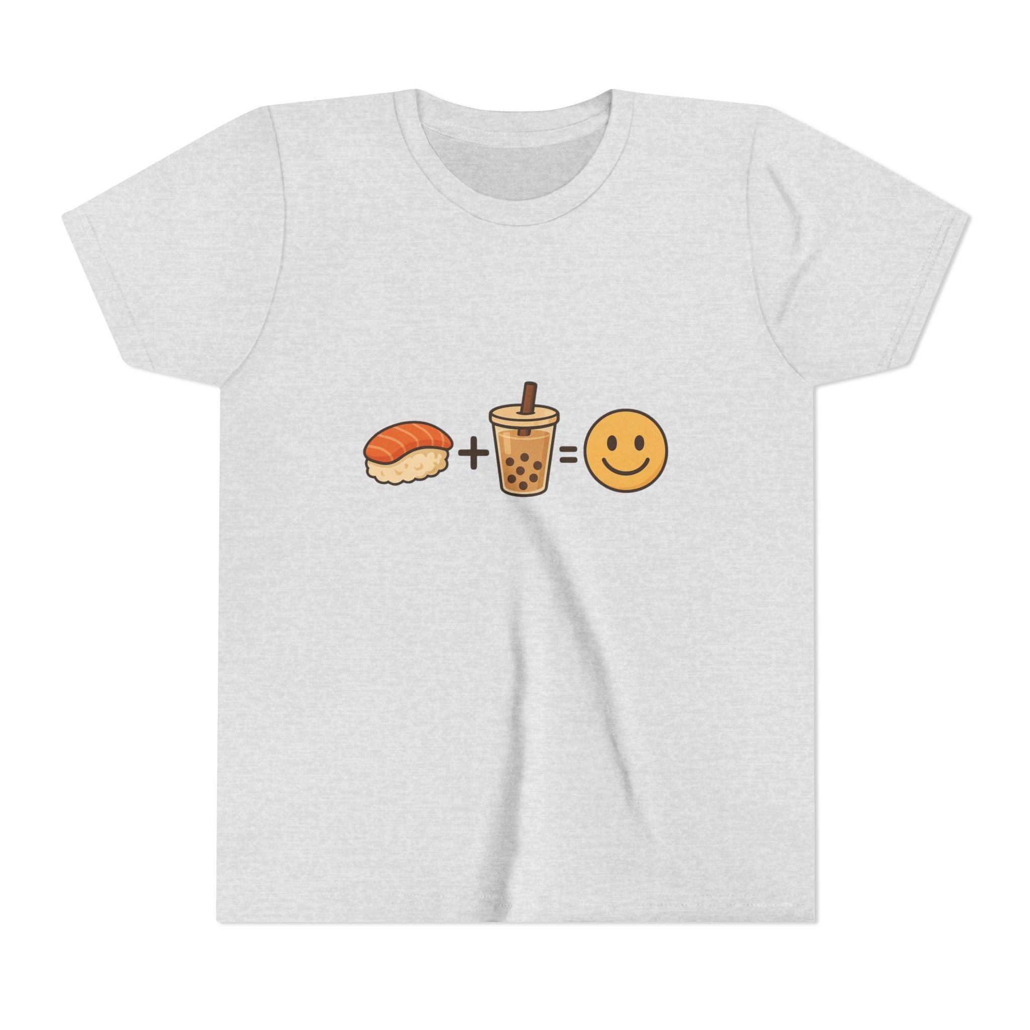 Youth Tee — Sushi + Bubble Tea = Happy Emoji Kids Shirt