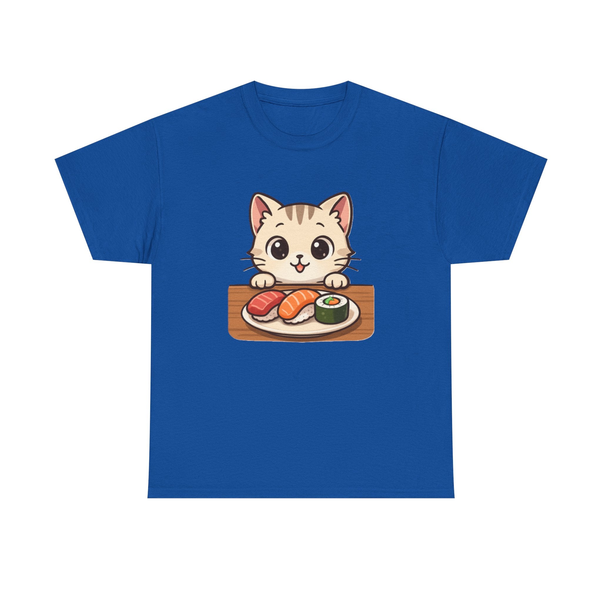 Cat & Sushi T-Shirt — Cute Kawaii Kitty with Sushi Graphic - Adult
