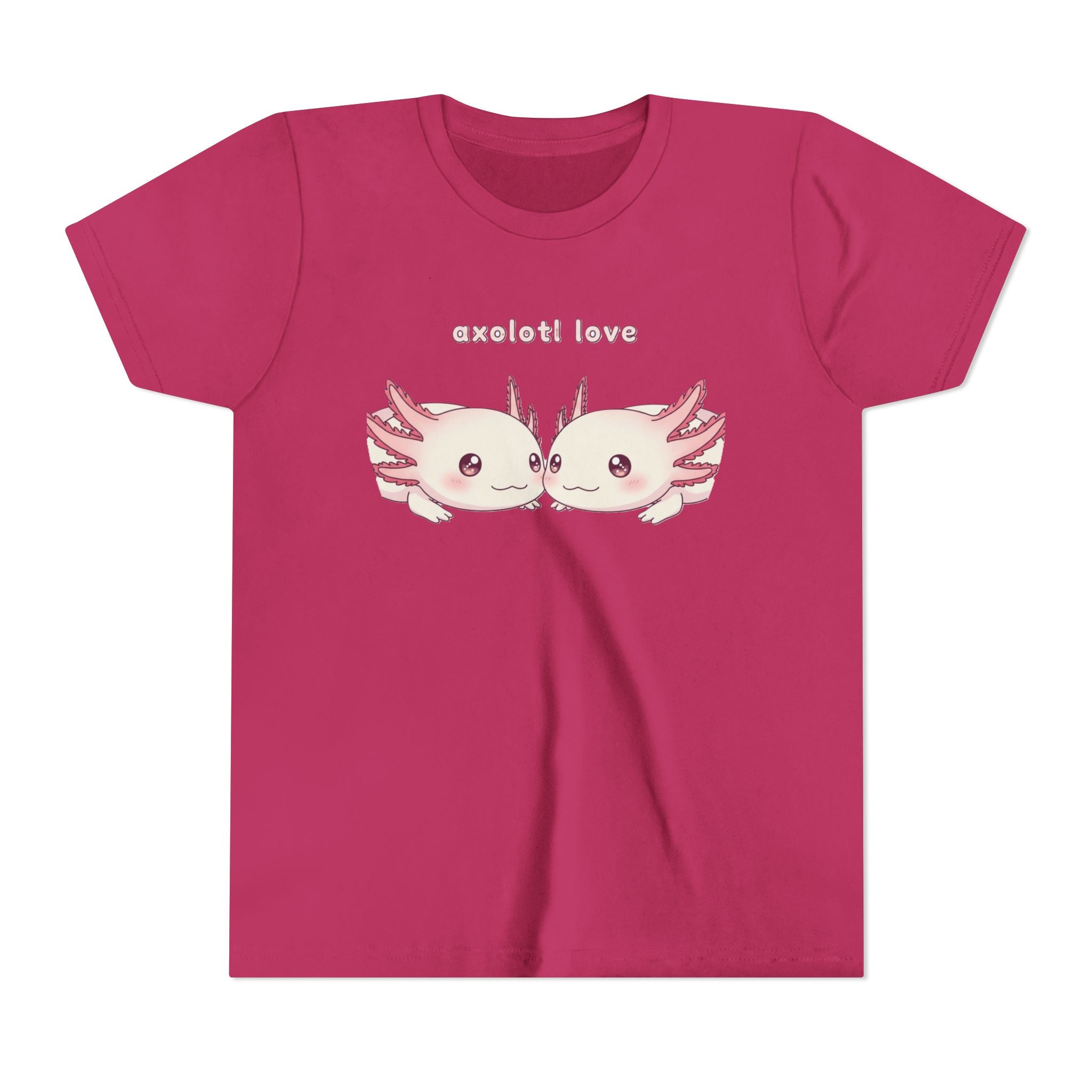 Youth Tee — 'Axolotl Love' Cute Kissing Axolotl Salamander Kids Shirt - Kids