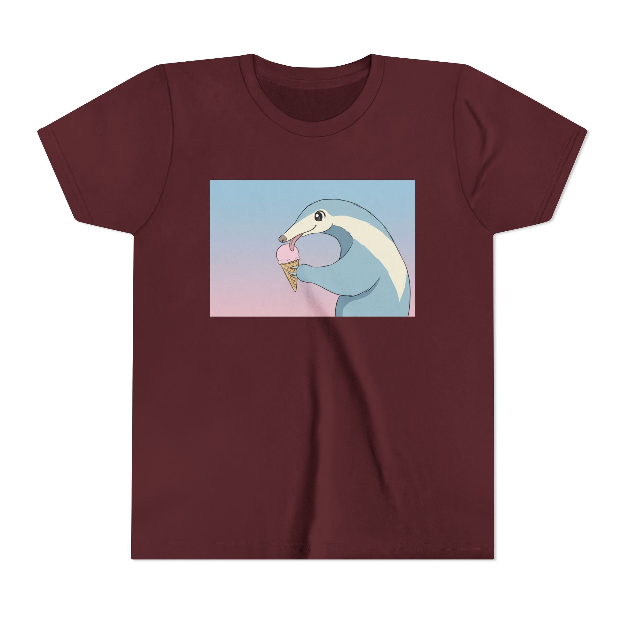 Anteater Eating Ice Cream Kids Tee — Cute Pastel Animal Graphic Youth T-Shirt - Kids