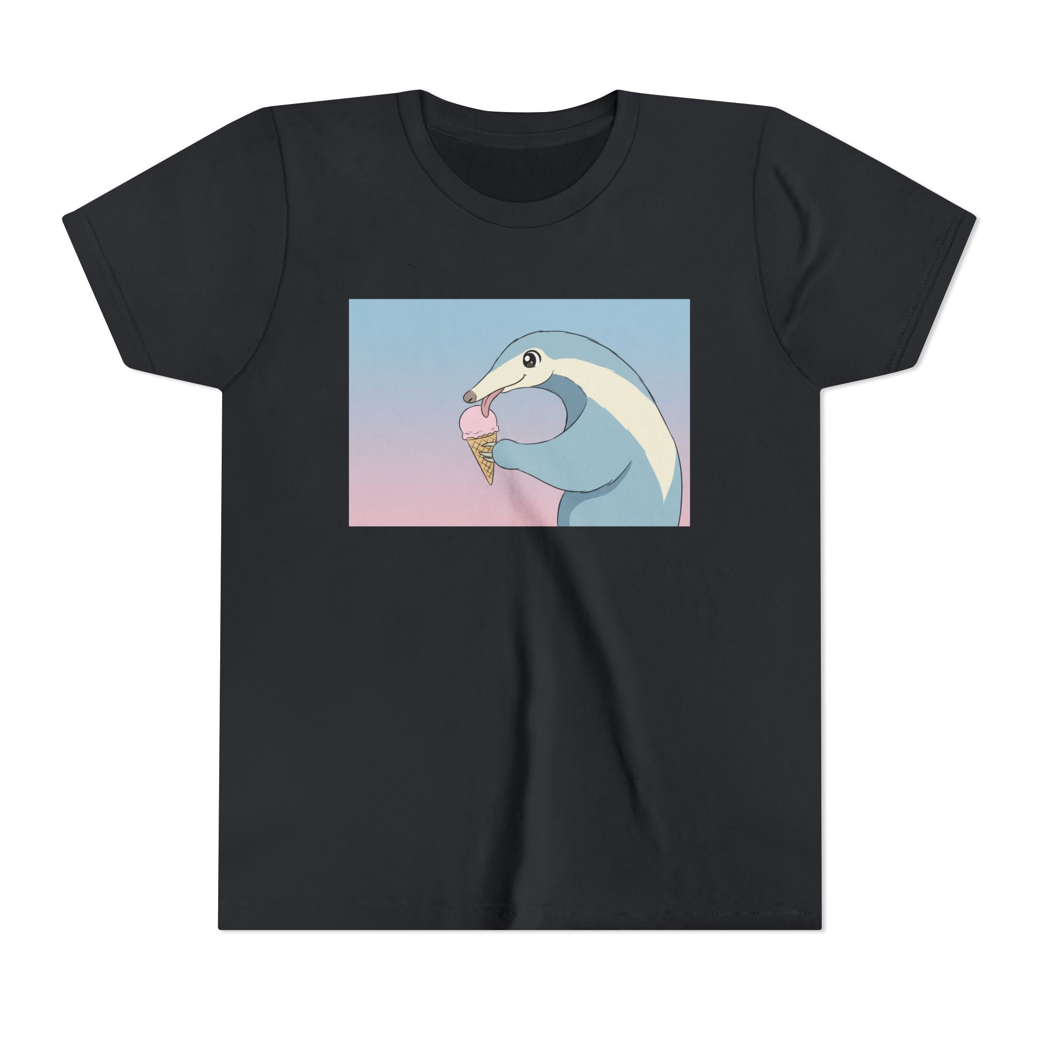Anteater Eating Ice Cream Kids Tee — Cute Pastel Animal Graphic Youth T-Shirt - Kids