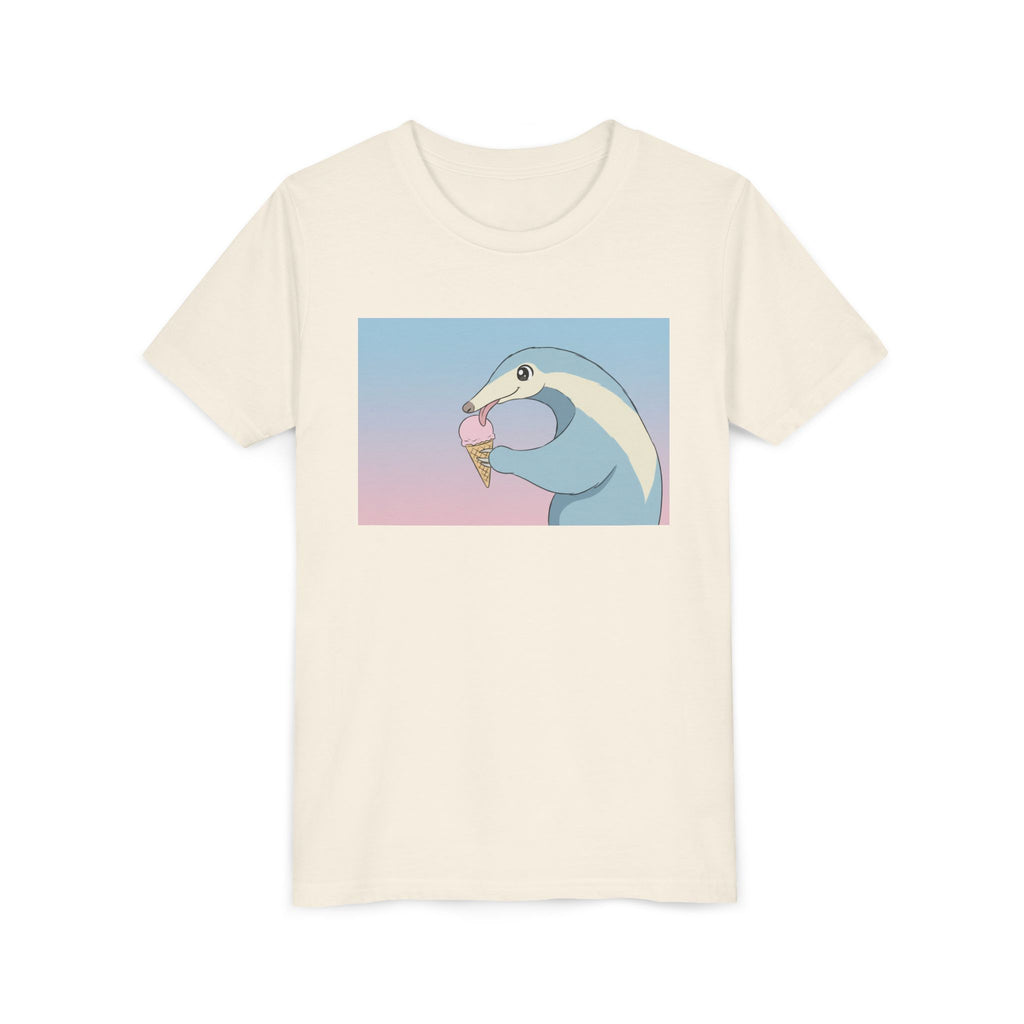 Anteater Eating Ice Cream Kids Tee — Cute Pastel Animal Graphic Youth T-Shirt - Kids