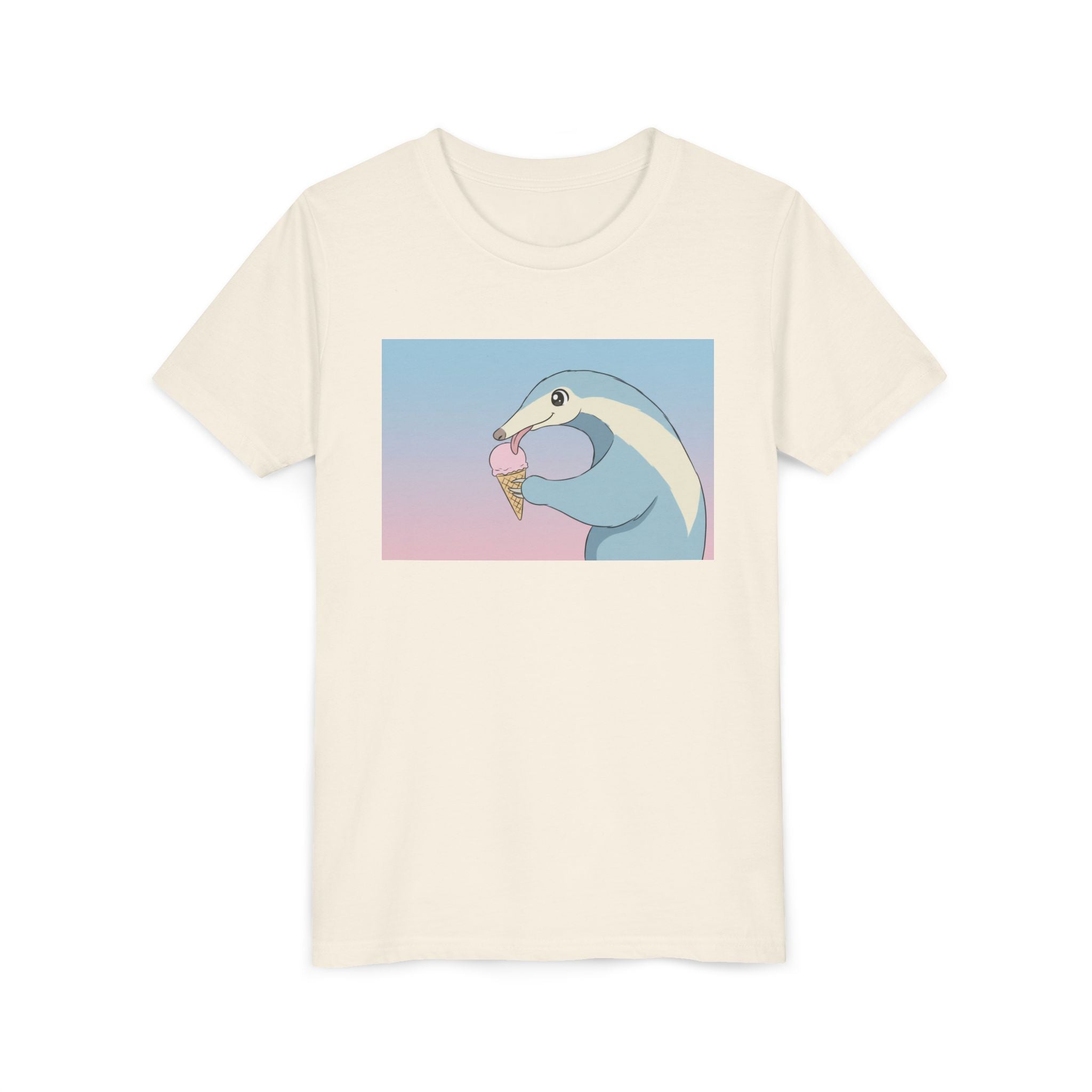 Anteater Eating Ice Cream Kids Tee — Cute Pastel Animal Graphic Youth T-Shirt - Kids