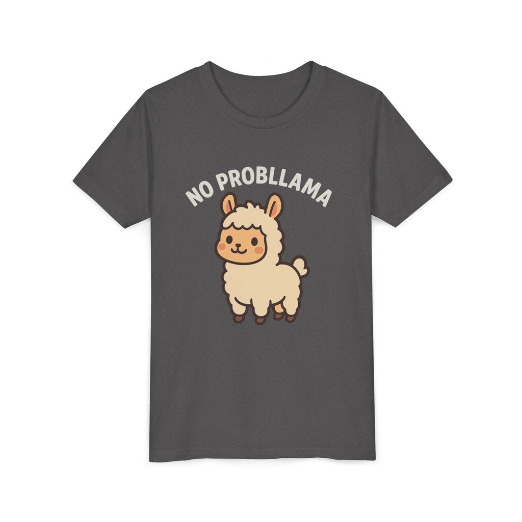 No Probllama Youth Tee – Cute Llama Kids Short Sleeve Shirt