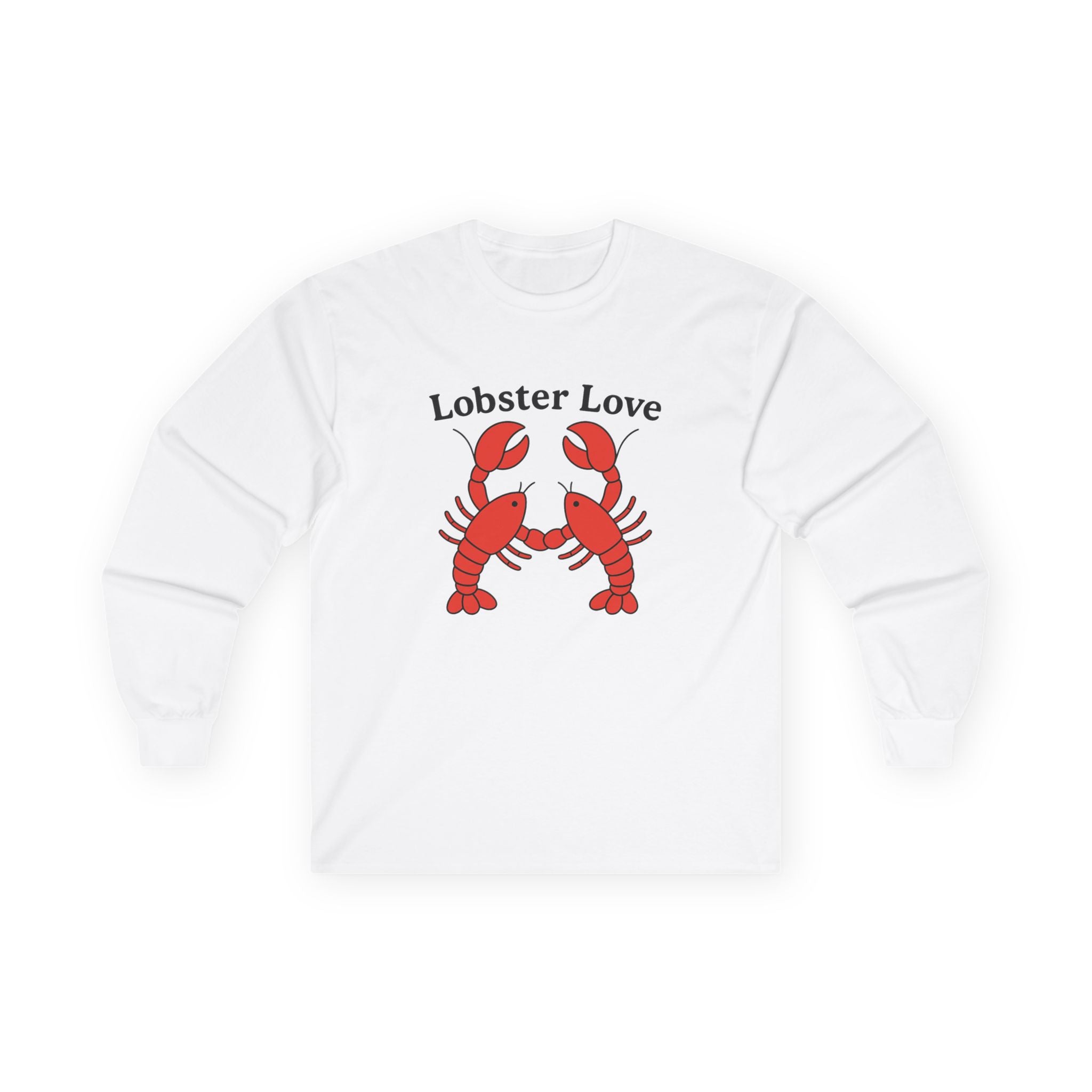Lobster Love Long Sleeve Tee — Cute Lobster Couple Graphic Shirt - Adult