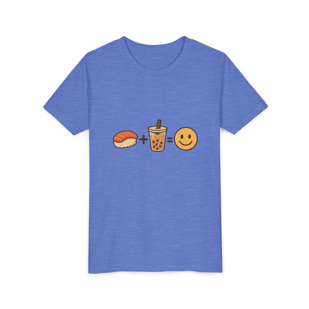 Youth Tee — Sushi + Bubble Tea = Happy Emoji Kids Shirt