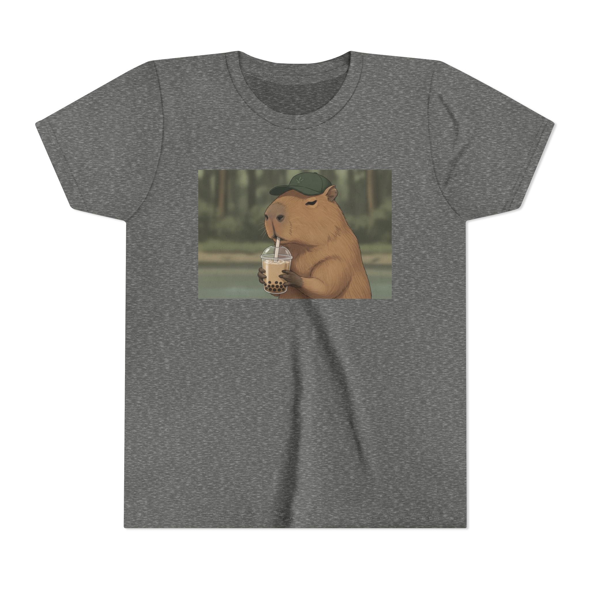 Capybara Drinking Boba Tea Youth Tee — Cute Kawaii Bubble Shirt for Kids - Kids