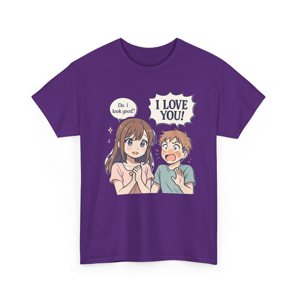 Anime Couple T‑Shirt — "Do I look good?" / "I Love You!" Cute Romance Tee - Adult