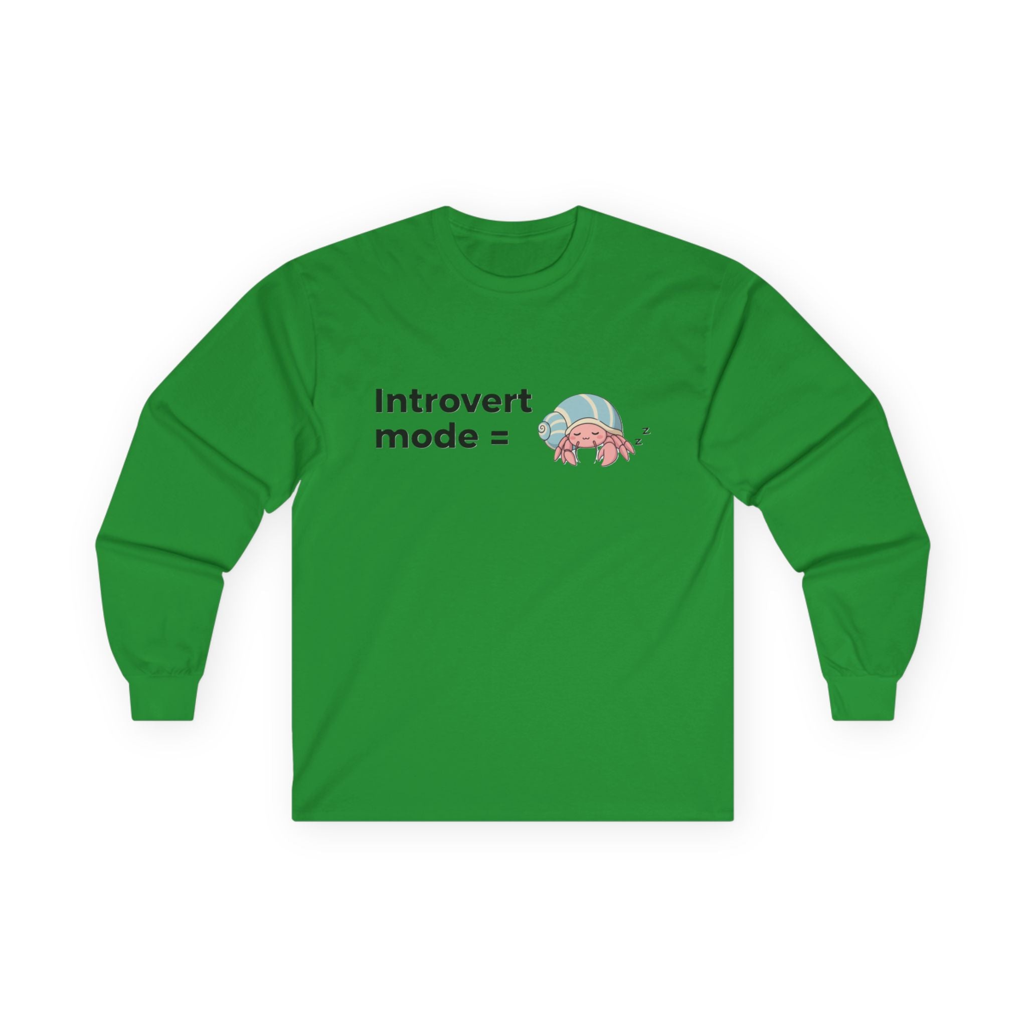 Introvert Mode Hermit Crab Long Sleeve Tee — Cute Shy Hermit Crab Graphic - Adult