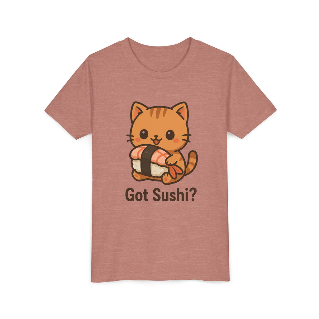 Kids 'Got Sushi?' Cute Cat Sushi Graphic Tee — Youth Short Sleeve Shirt