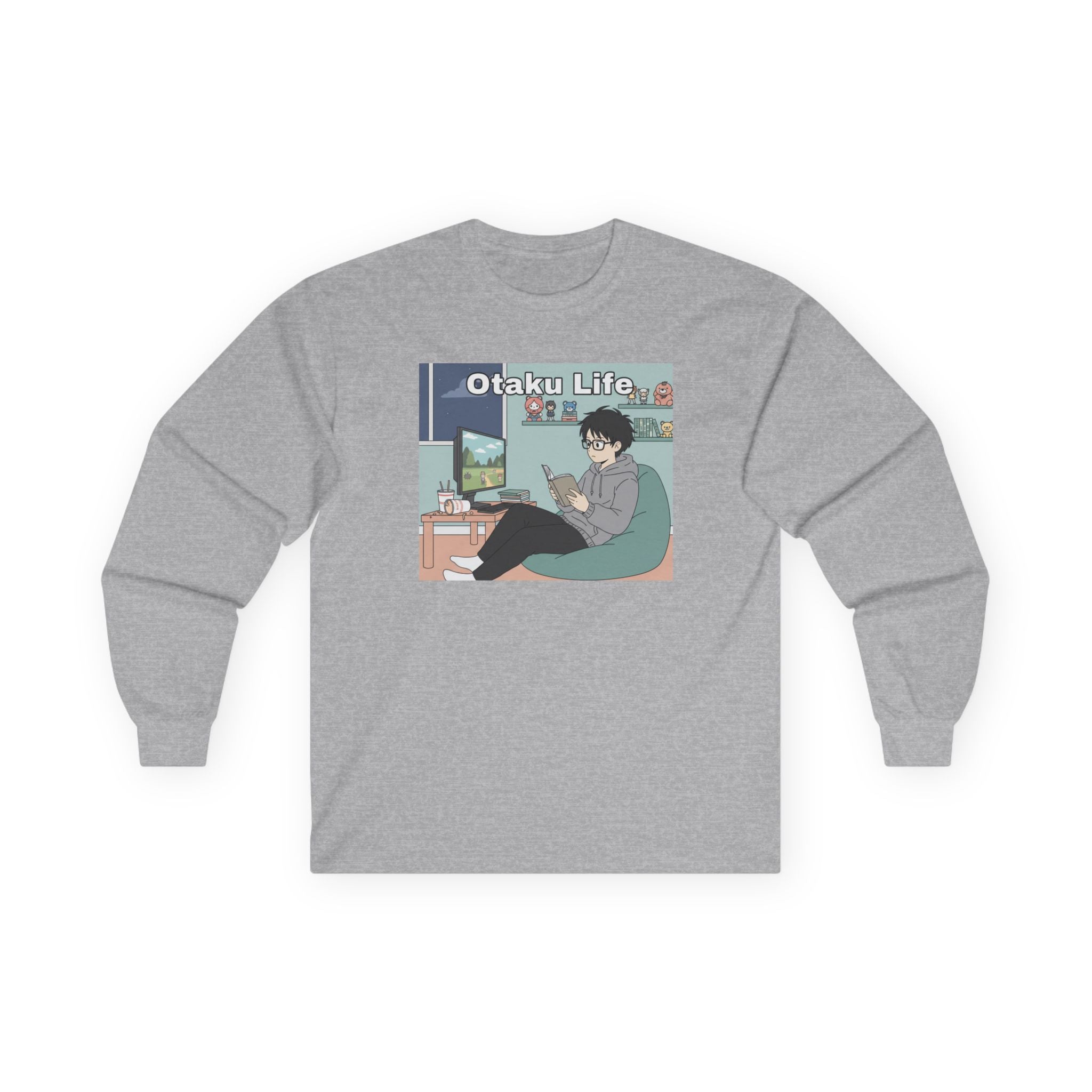 Otaku Life Long Sleeve Tee — Anime Lover Graphic Shirt - Adult