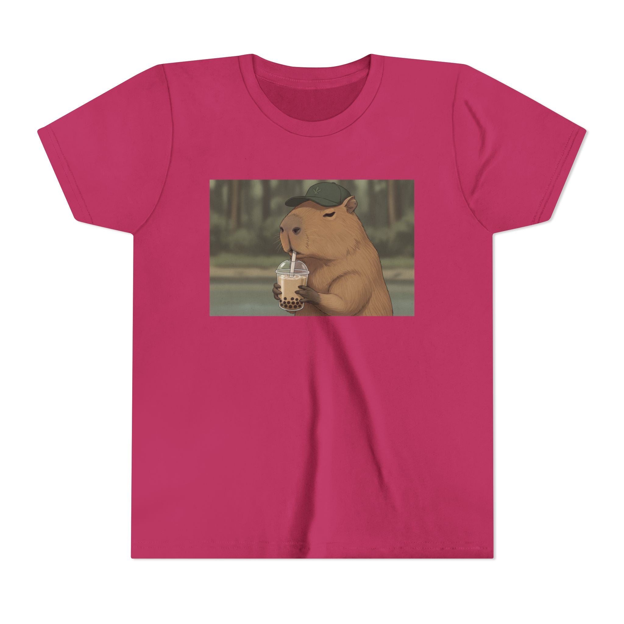 Capybara Drinking Boba Tea Youth Tee — Cute Kawaii Bubble Shirt for Kids - Kids