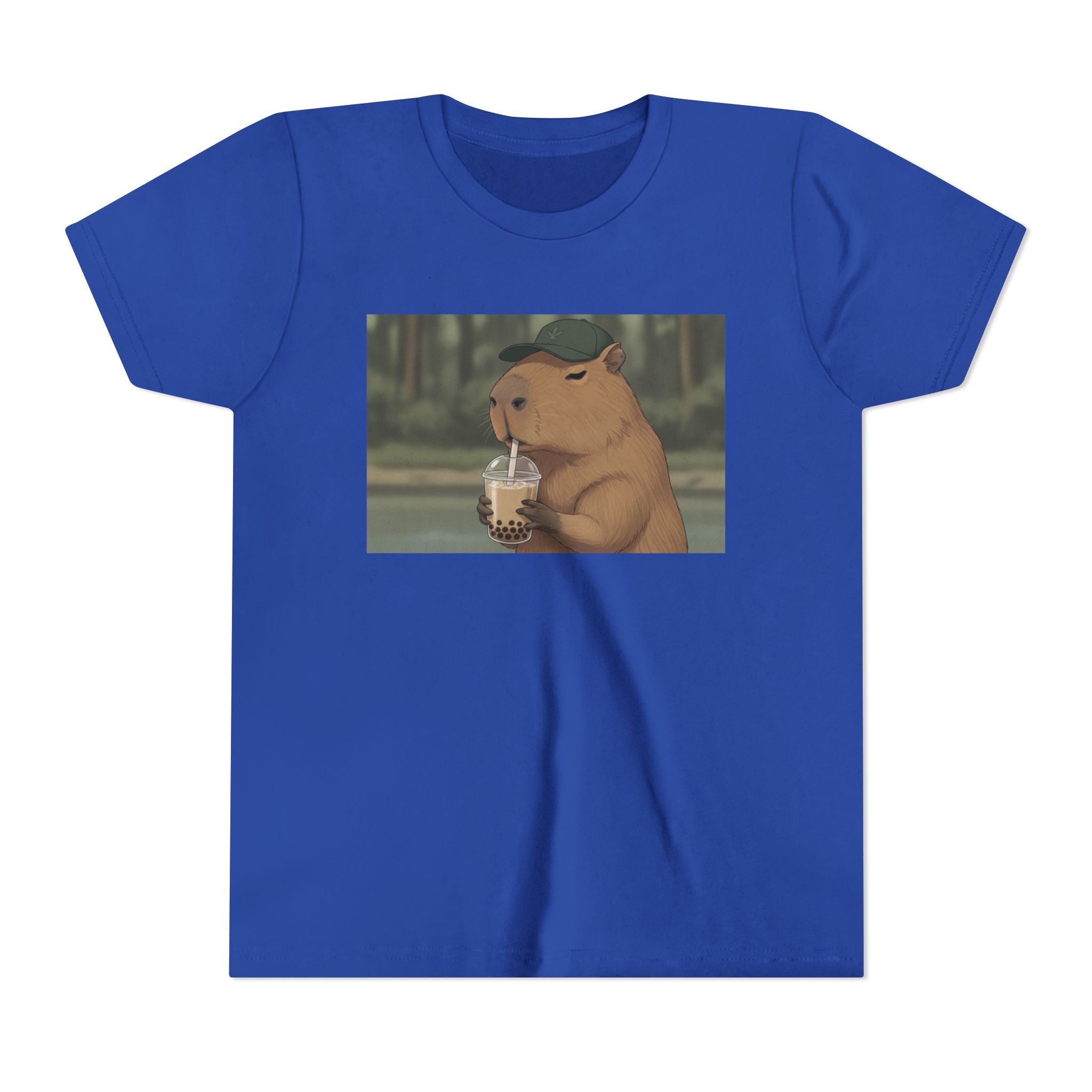 Capybara Drinking Boba Tea Youth Tee — Cute Kawaii Bubble Shirt for Kids - Kids