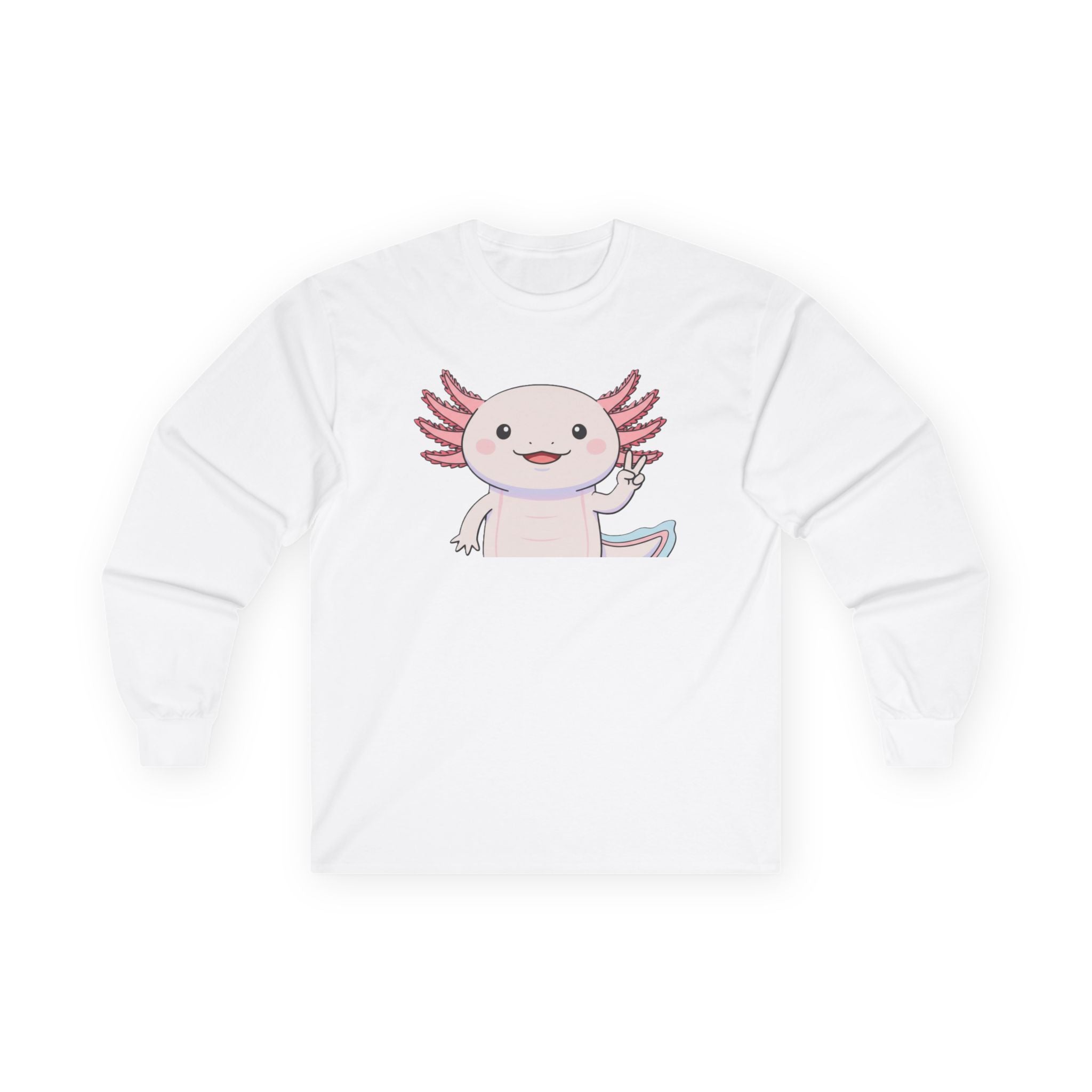 Cute Axolotl Long Sleeve Tee – Pastel Kawaii Salamander Shirt - Adult