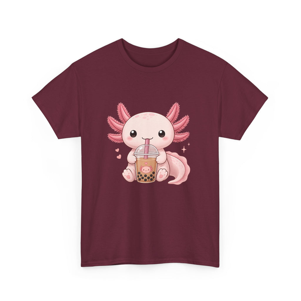 Axolotl Drinking Bubble Tea T-Shirt — Cute Kawaii Boba Tee - Adult