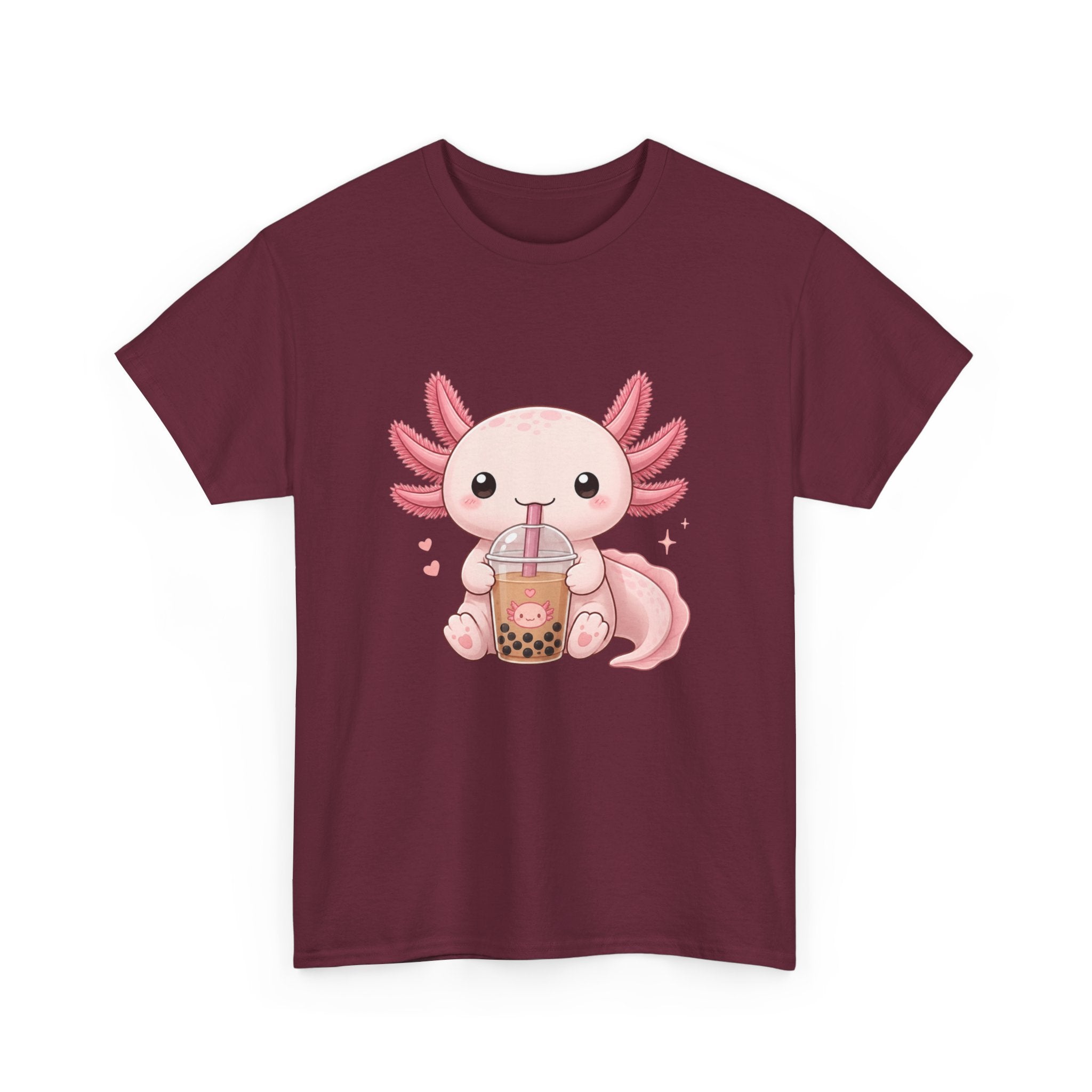 Axolotl Drinking Bubble Tea T-Shirt — Cute Kawaii Boba Tee - Adult