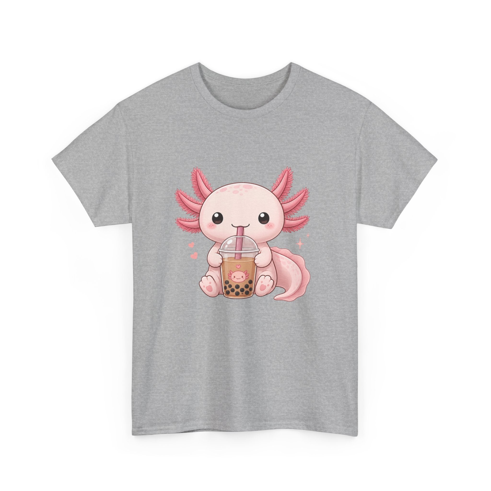 Axolotl Drinking Bubble Tea T-Shirt — Cute Kawaii Boba Tee - Adult