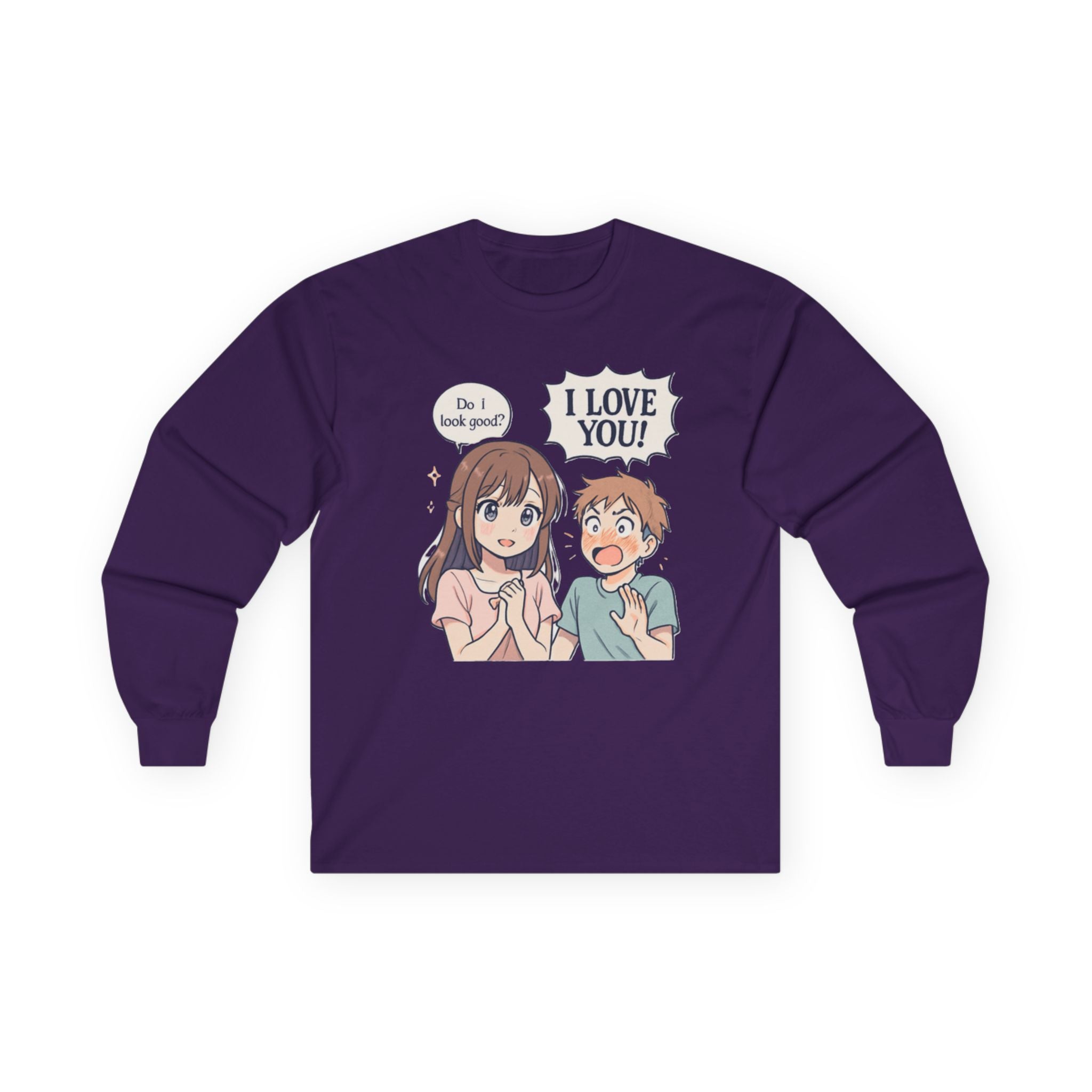 Anime Couple "I Love You" Long Sleeve Tee - Adult