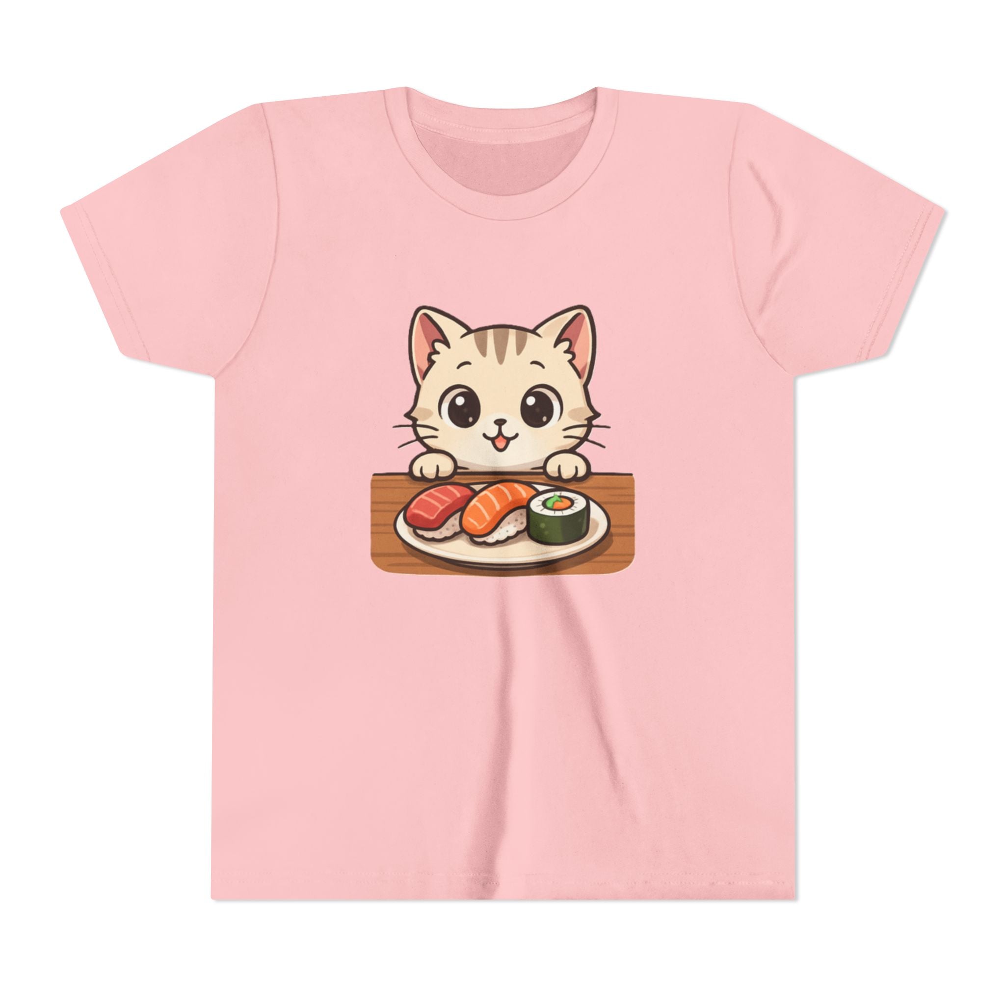 Kids Sushi Cat T-Shirt — Cute Kitty Eating Sushi Youth Tee